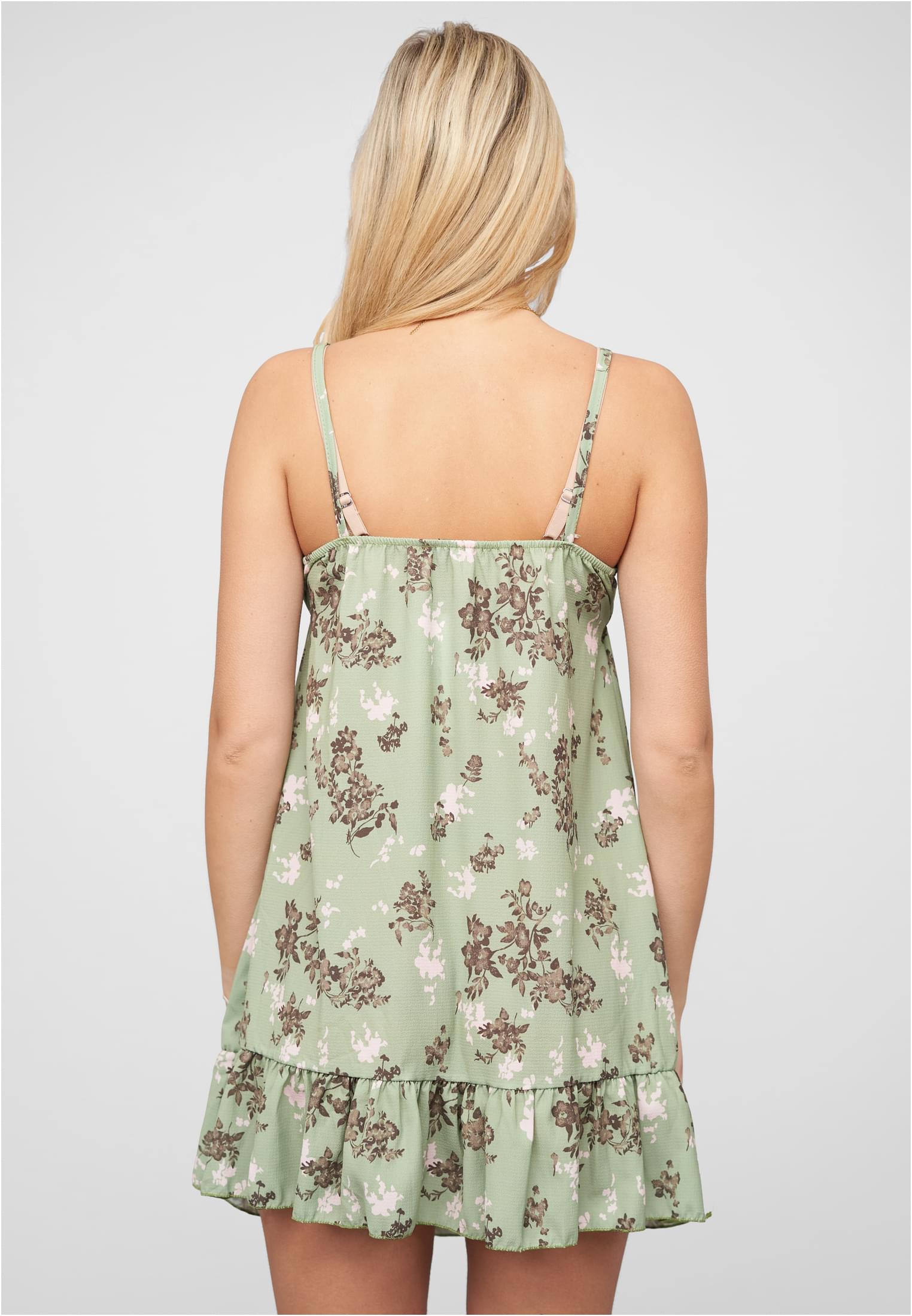 Struktur Träger Kleid mit Floralem Print light green L - variant image 2