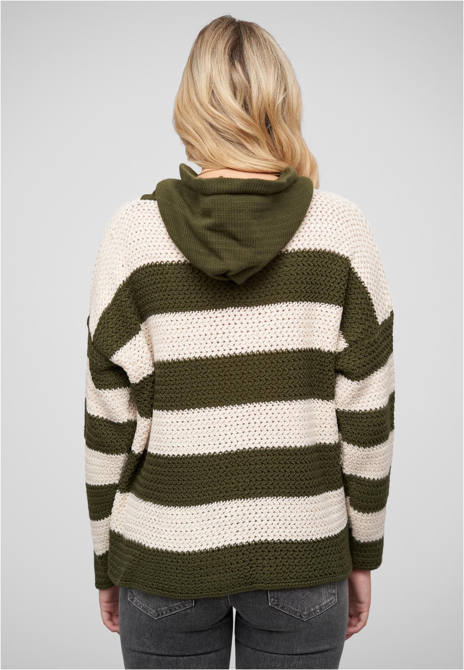 Strick-Hoodie mit Tunnelzug und Streifen military green L - variant image 2
