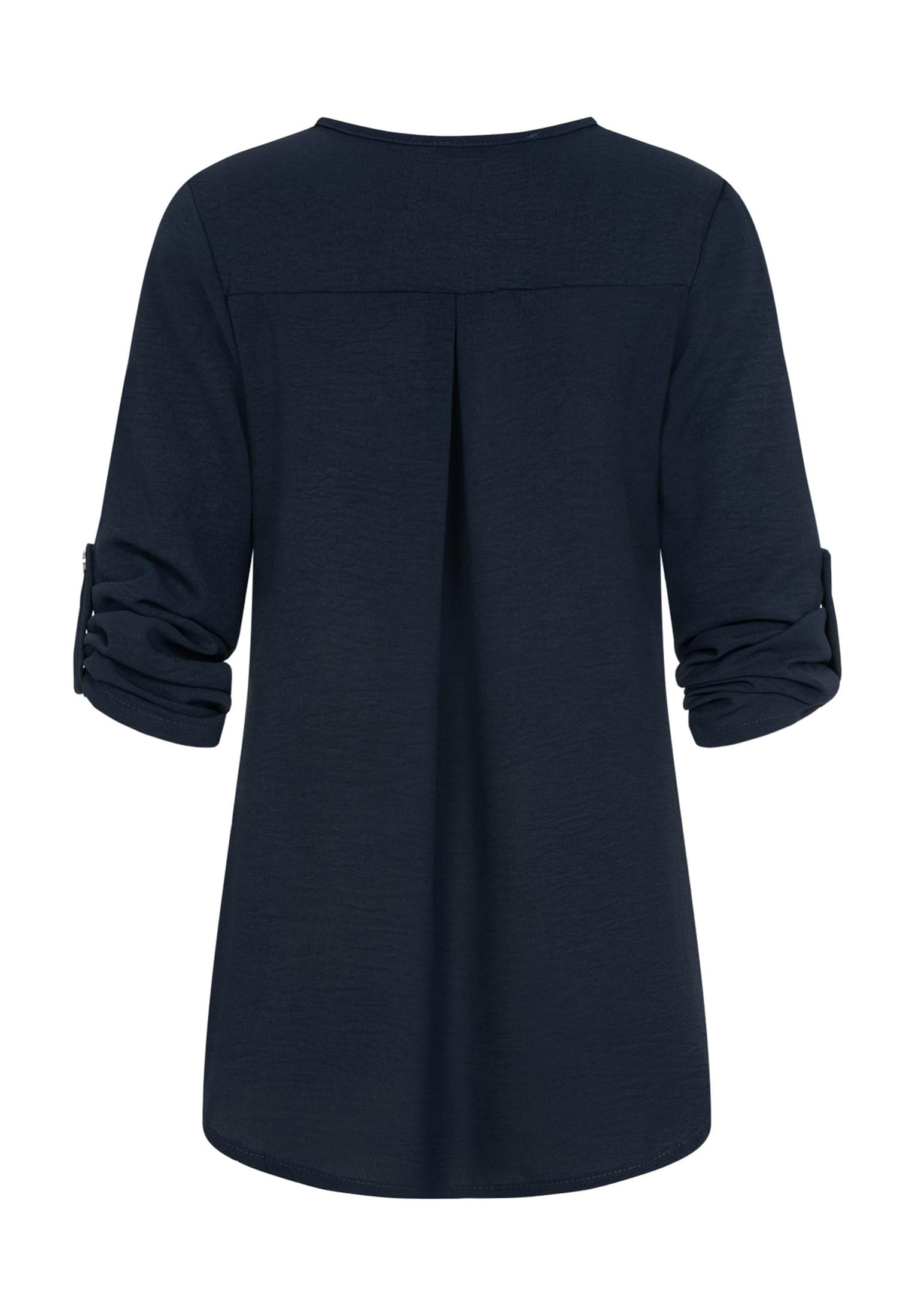 Musselin Bluse mit Turn-Up-Ärmeln und Zipper navy L - variant image 7