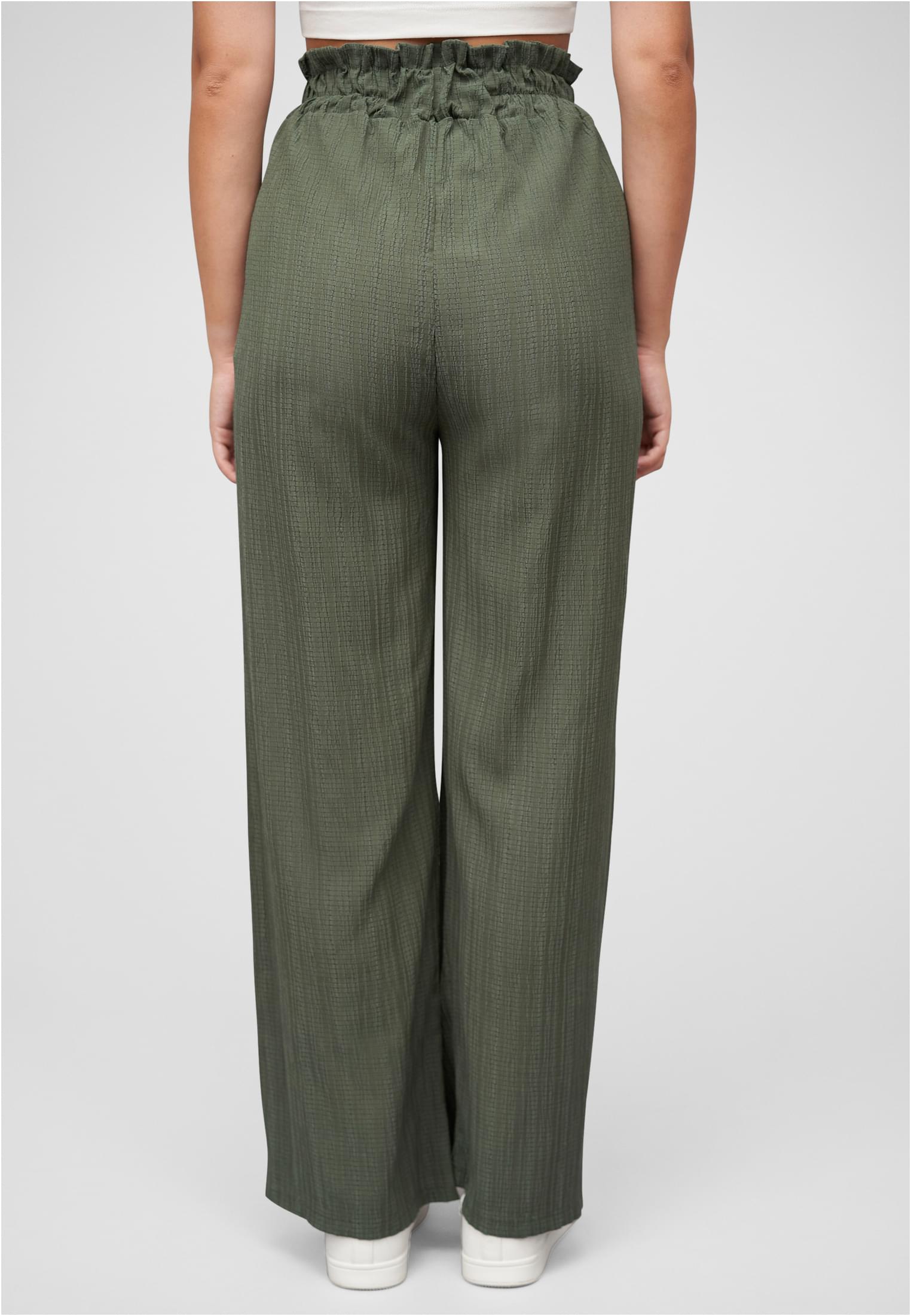 Sommer Hose mit weitem Beinschnitt und Strukturstoff military green L - variant image 2