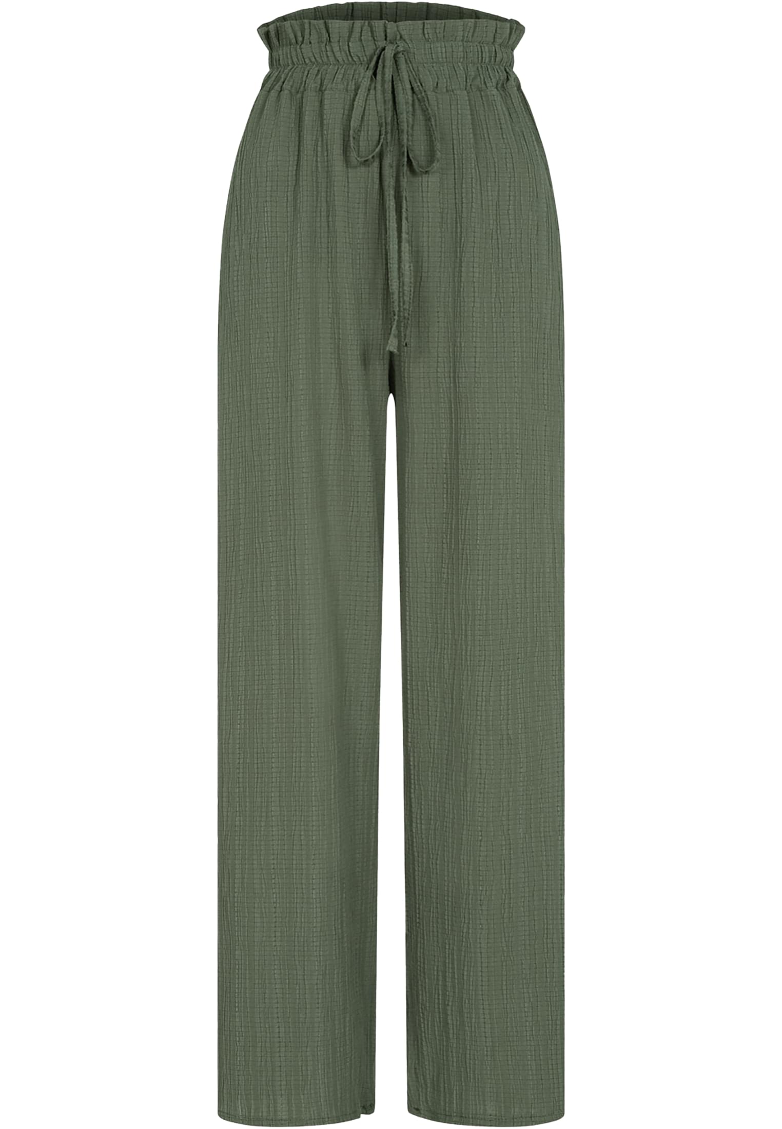 Sommer Hose mit weitem Beinschnitt und Strukturstoff military green L - variant image 6