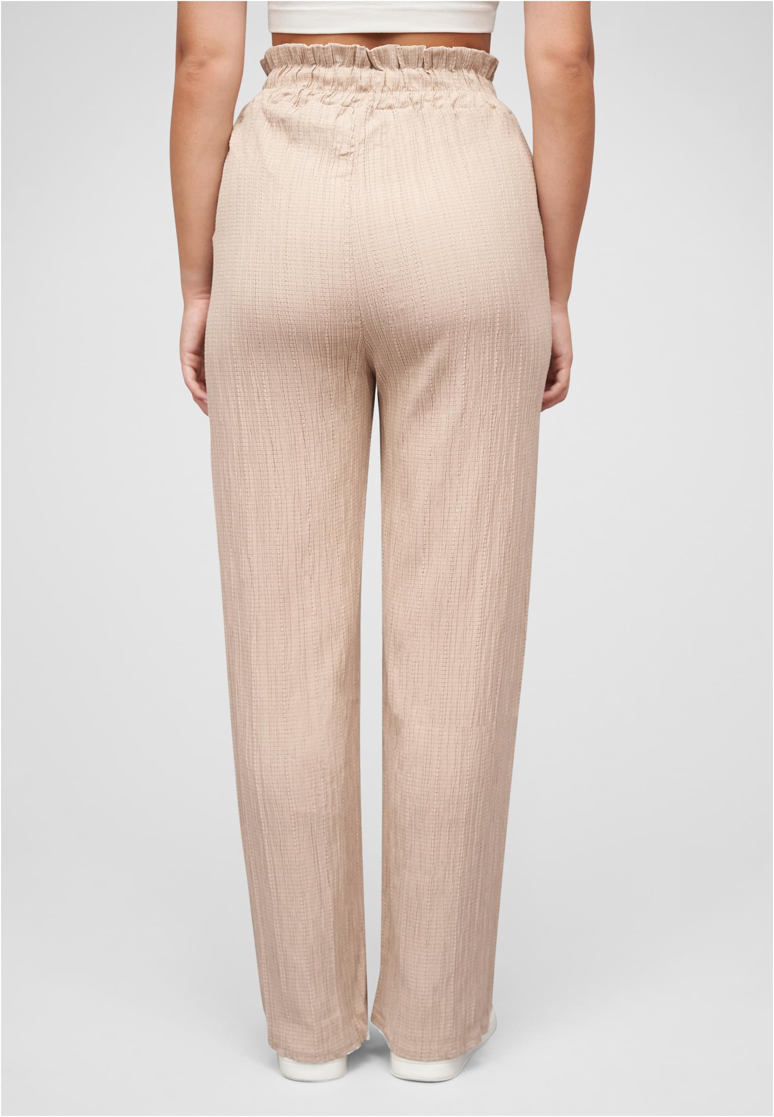 Sommer Hose mit weitem Beinschnitt und Strukturstoff beige L - variant image 2