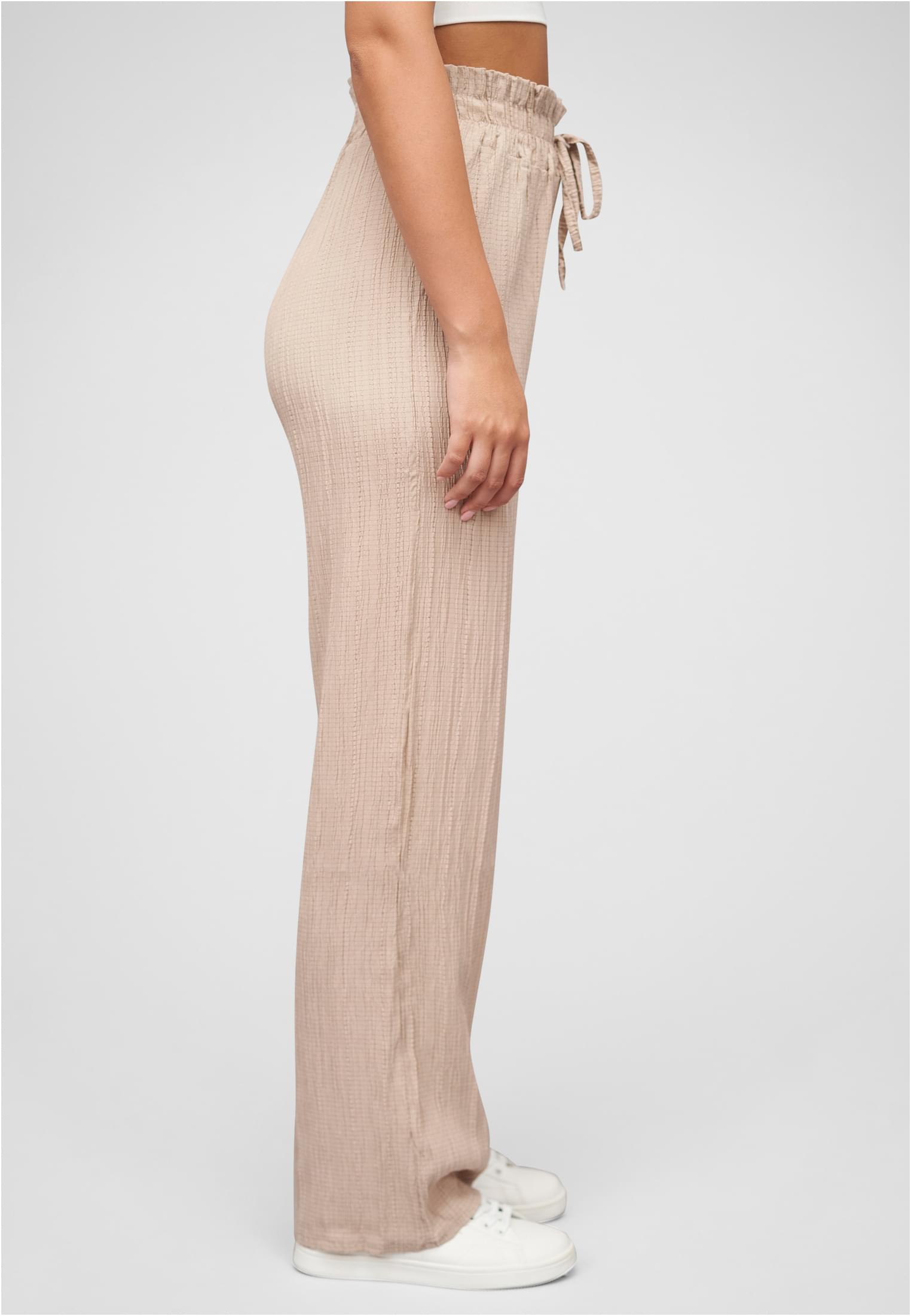 Sommer Hose mit weitem Beinschnitt und Strukturstoff beige L - variant image 3
