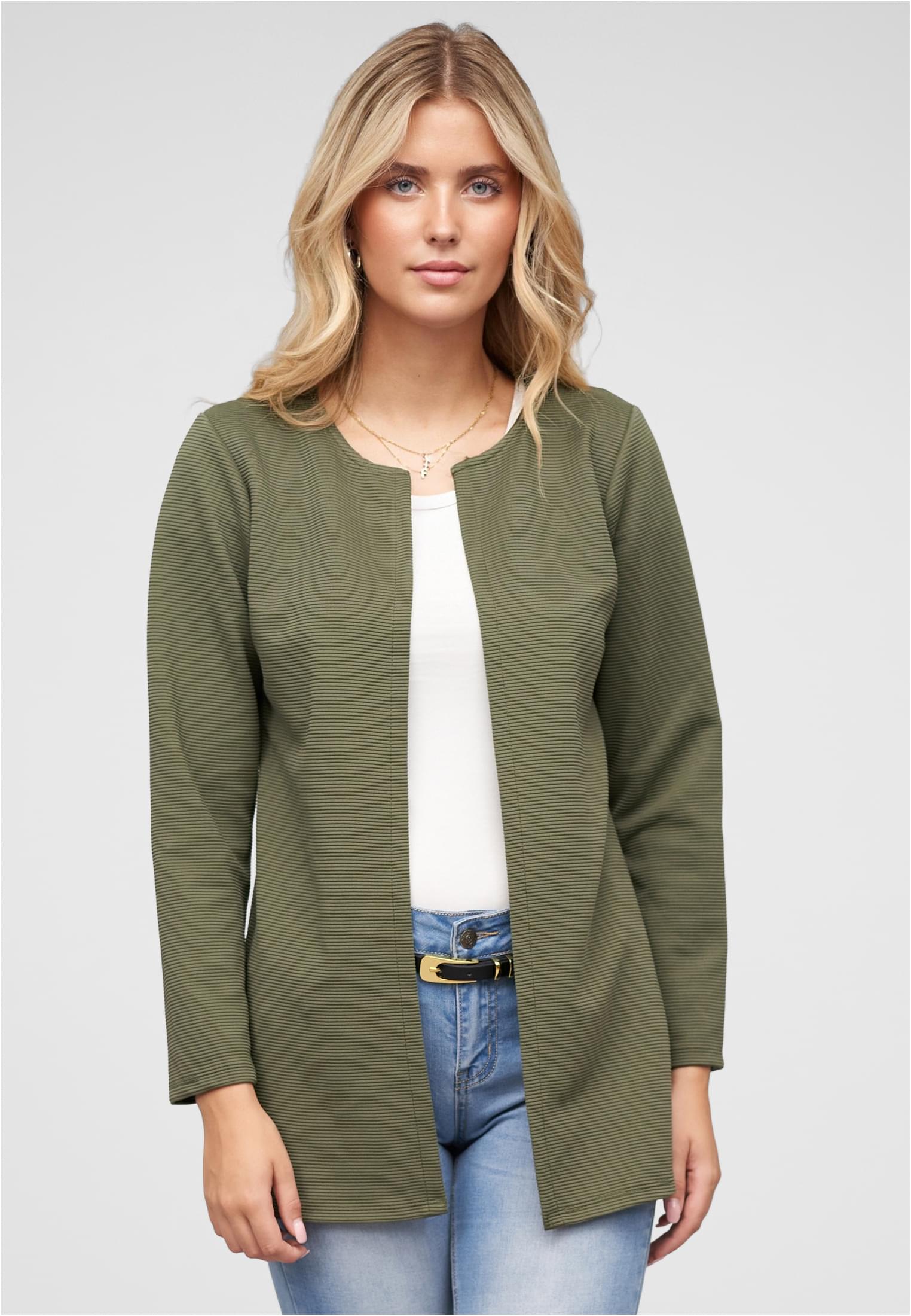Strickjacke offener ribbed Cardigan dark green L - alternate variant 1