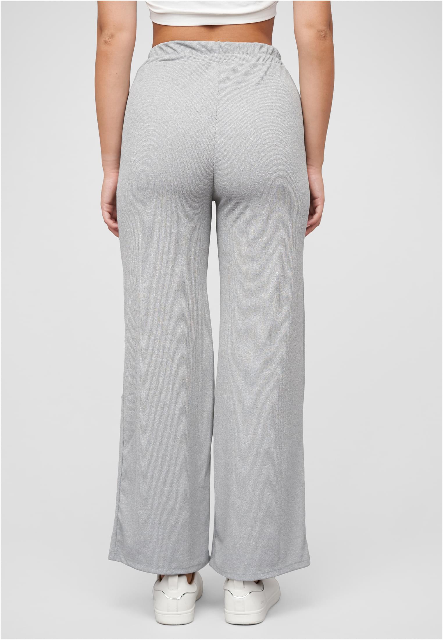 Sommer Hose mit weitem Beinschnitt und Ribbed Material grey melange L - variant image 2