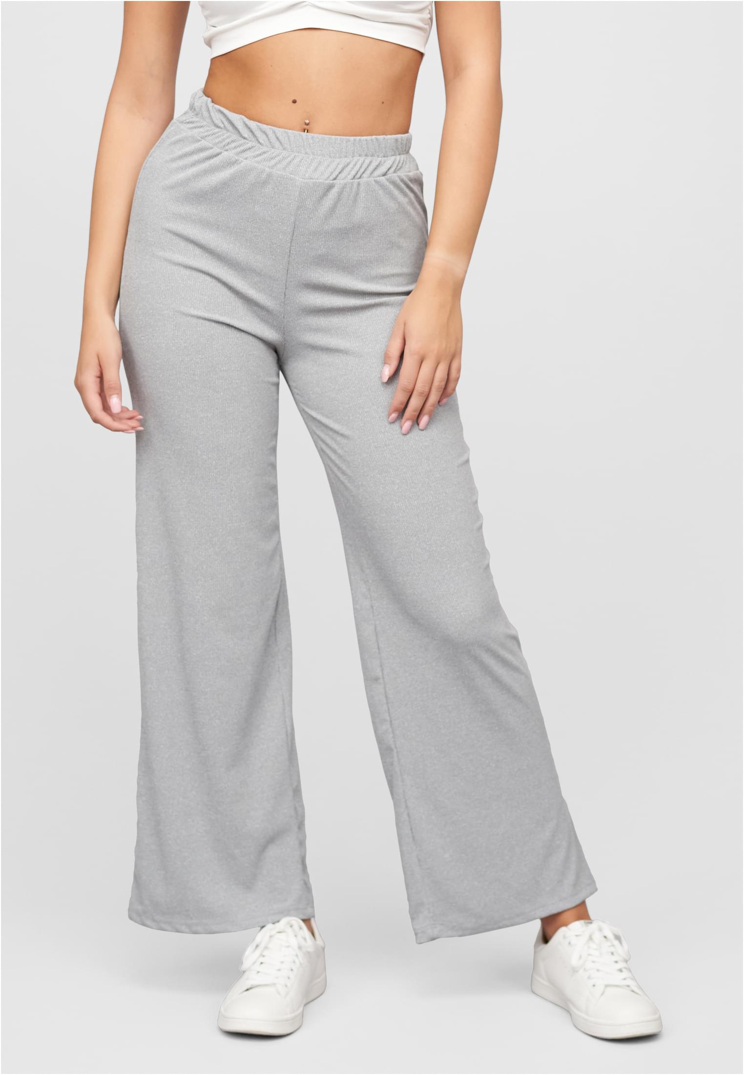 Sommer Hose mit weitem Beinschnitt und Ribbed Material grey melange L - alternate variant 1