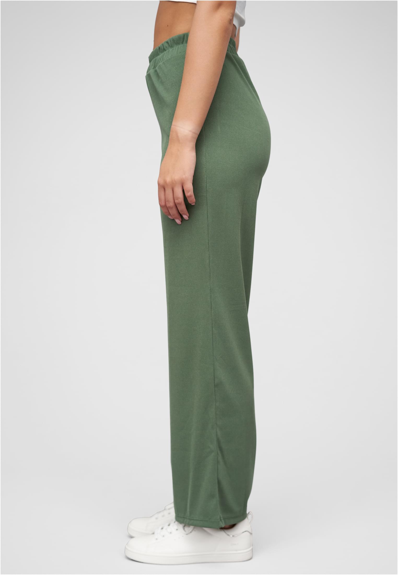 Sommer Hose mit weitem Beinschnitt und Ribbed Material military green L - variant image 1