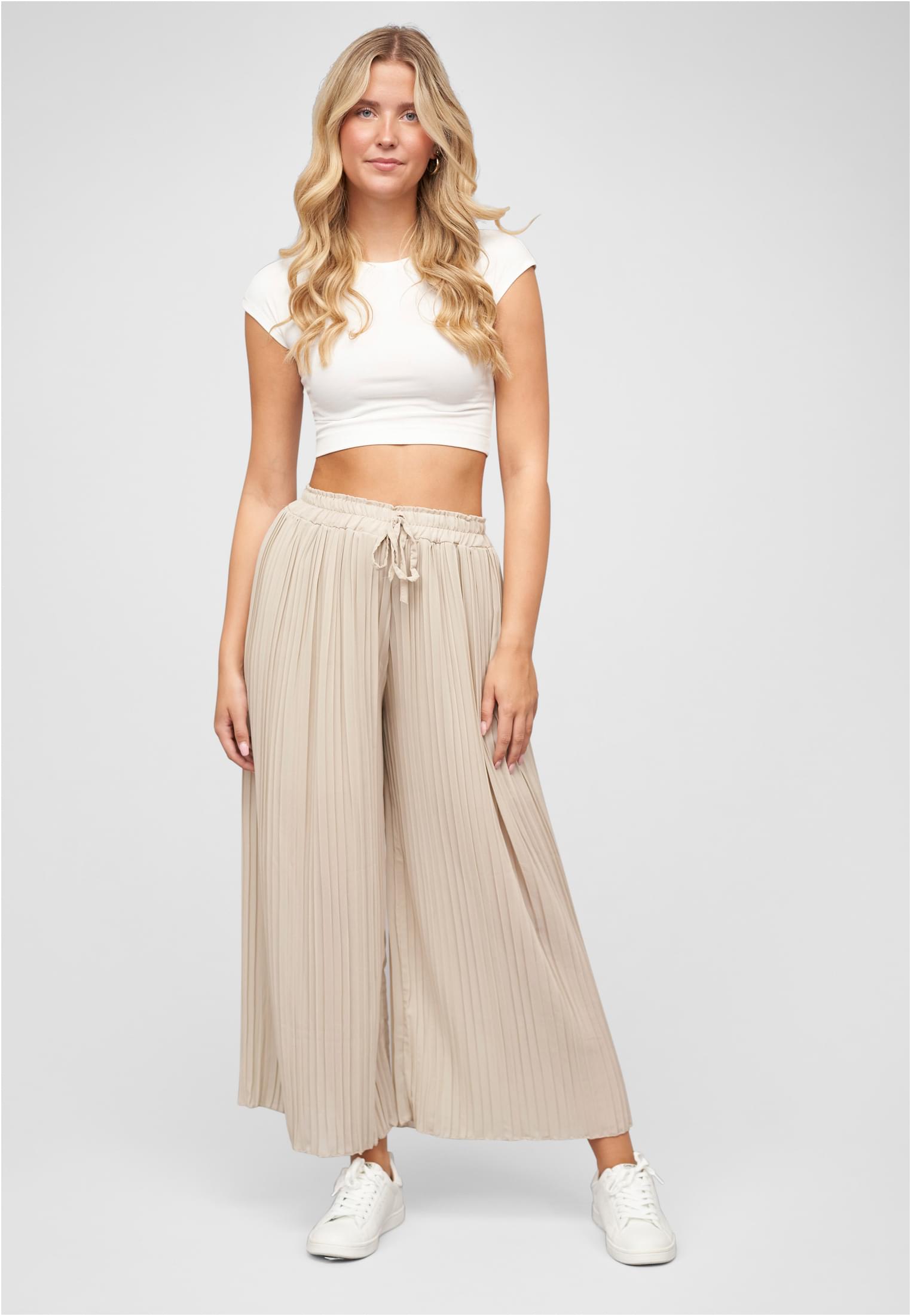 Sommer Hose mit weitem Beinschnitt und 2-lagigem Stoff beige L - variant image 4