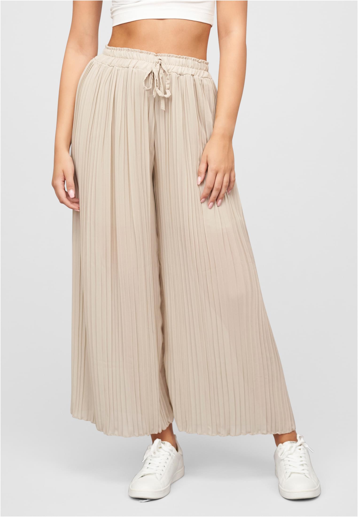 Sommer Hose mit weitem Beinschnitt und 2-lagigem Stoff beige L - alternate variant 1