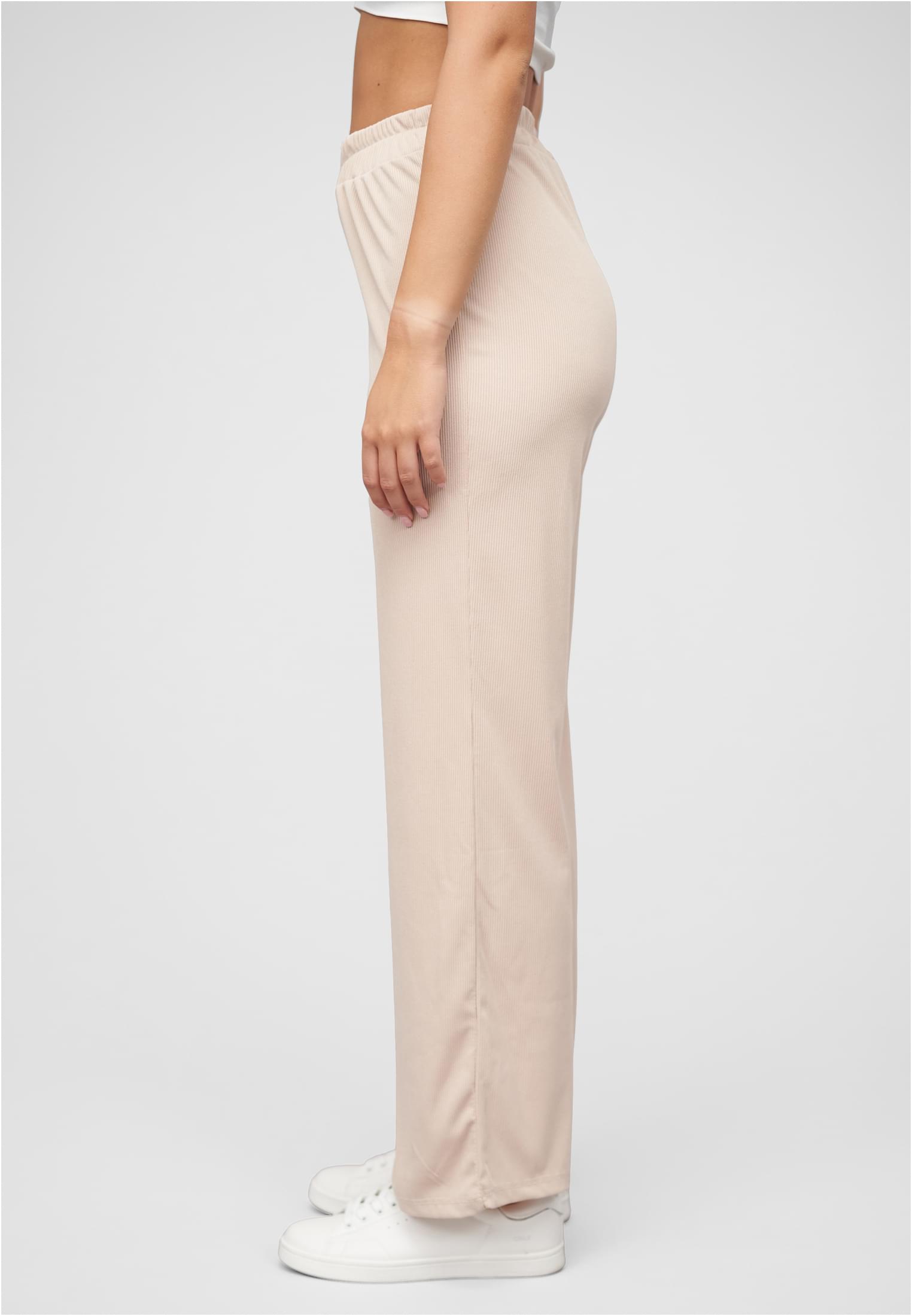 Sommer Hose mit weitem Beinschnitt und Ribbed Material beige L - variant image 1