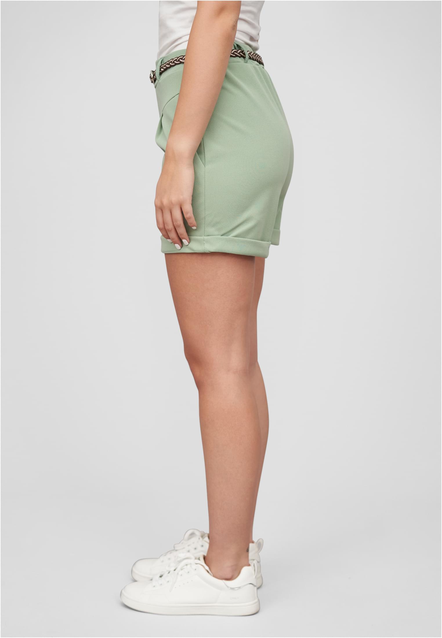 Scuba Crepe Shorts con bolsillos tipo flap incluidos cinturón de nido de abeja verde L
 - variant image 1