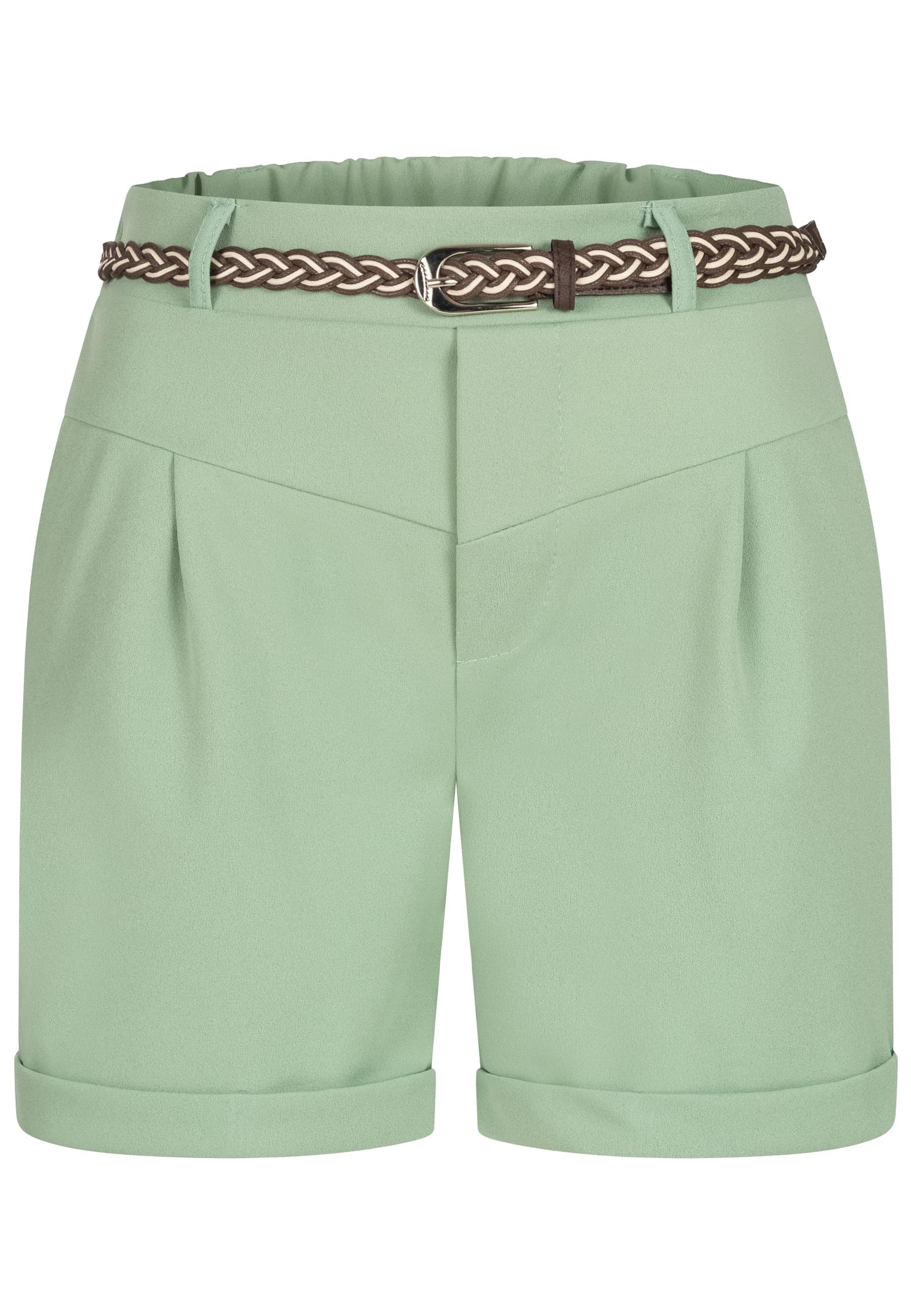 Scuba Crepe Shorts con bolsillos tipo flap incluidos cinturón de nido de abeja verde L
 - variant image 5