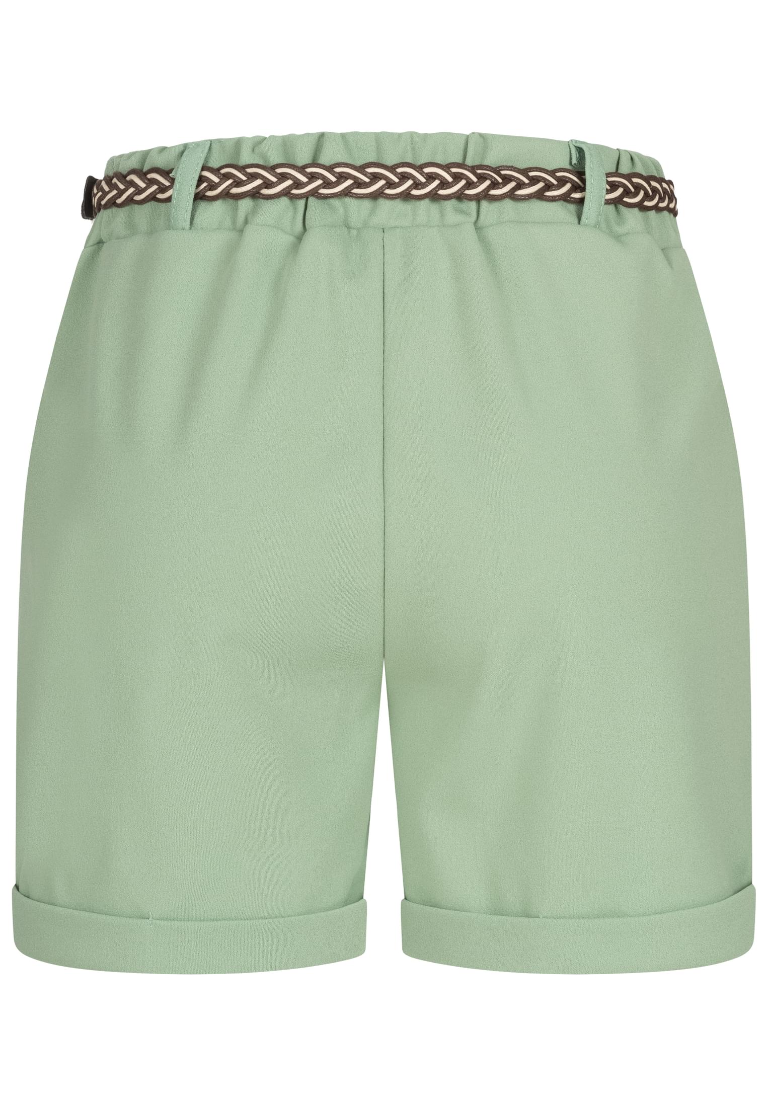 Scuba Crepe Shorts con bolsillos tipo flap incluidos cinturón de nido de abeja verde L
 - variant image 6