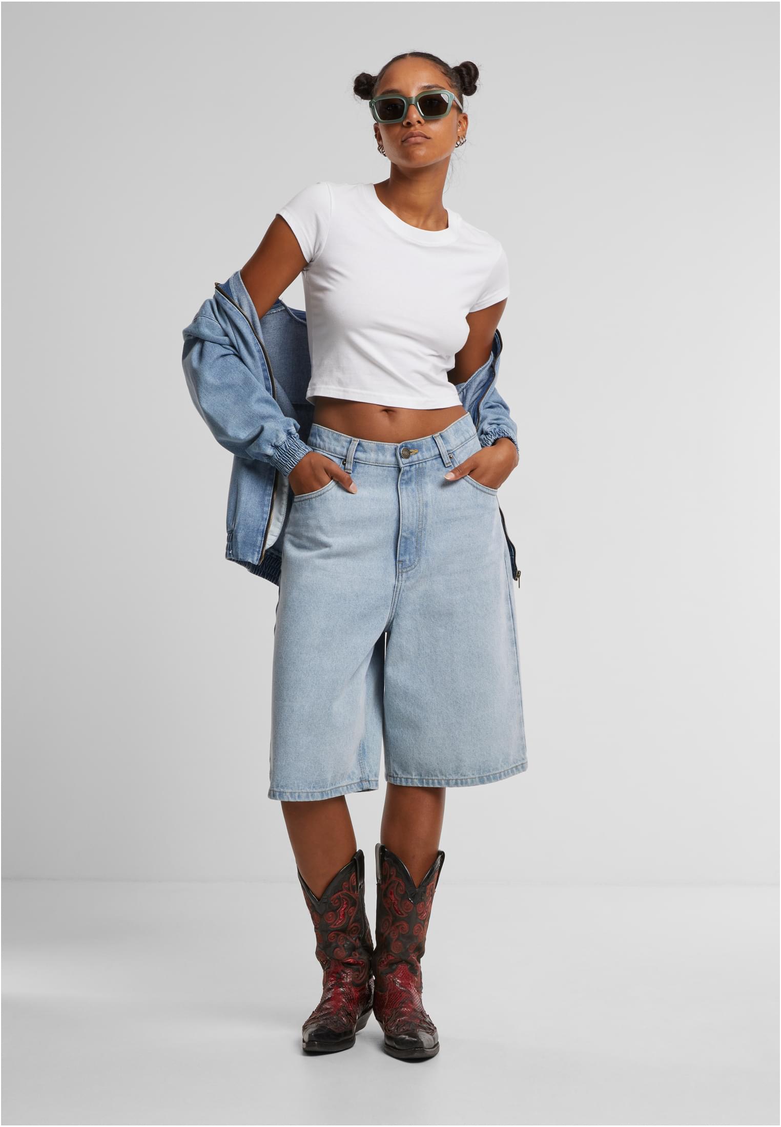 Ladies Oversized Skater Jacket new light blue dirty washed 3XL - variant image 2