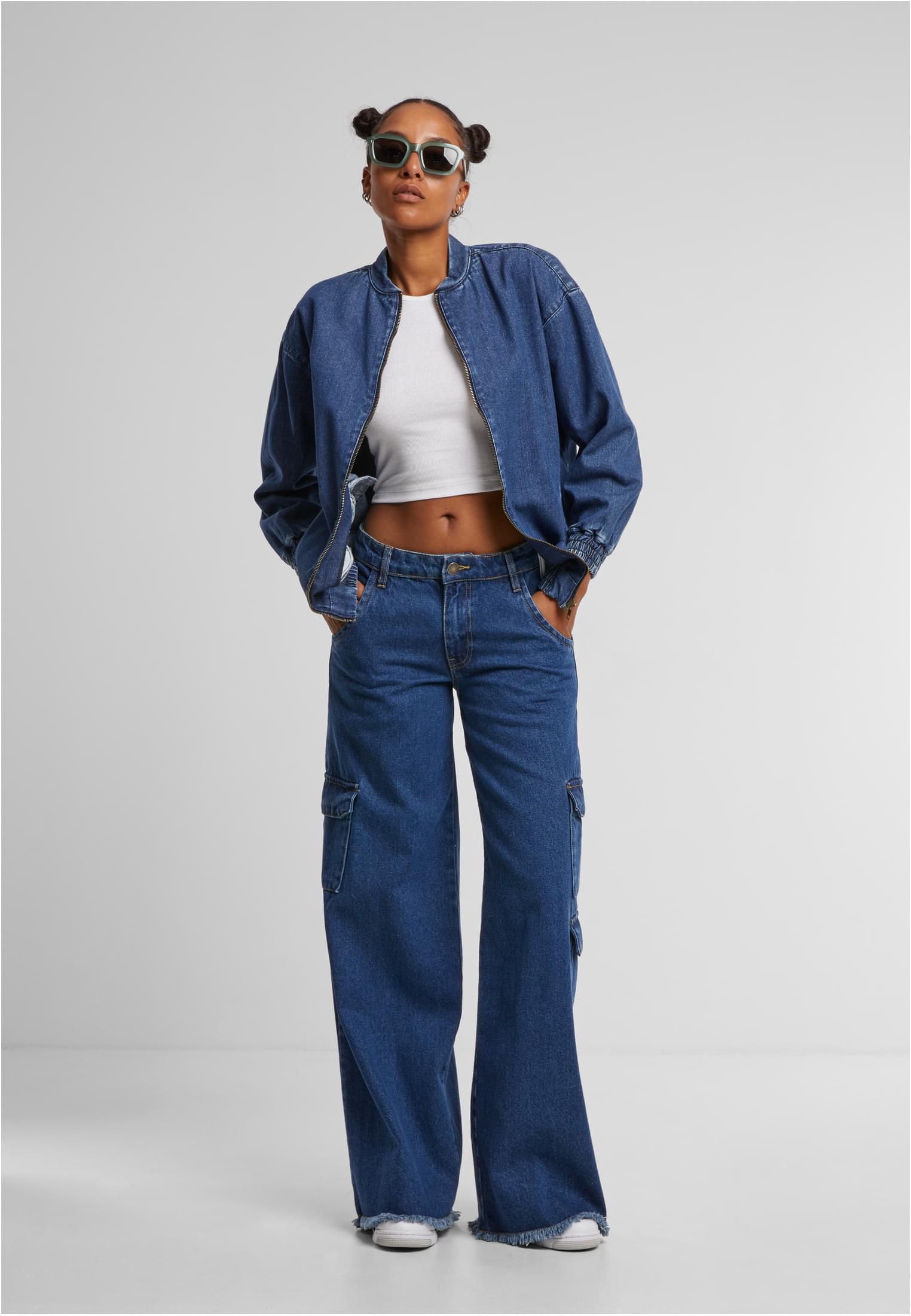 Ladies Oversized Skater Jacket mid deep blue washed 3XL - variant image 2