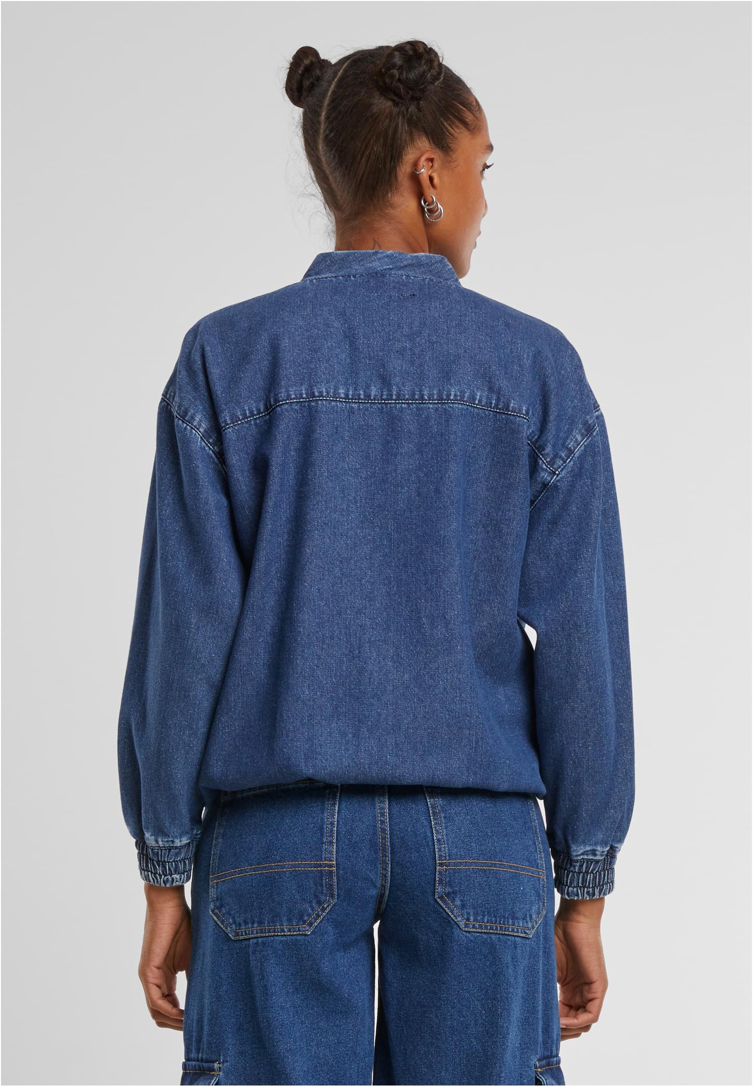 Ladies Oversized Skater Jacket mid deep blue washed 3XL - variant image 1