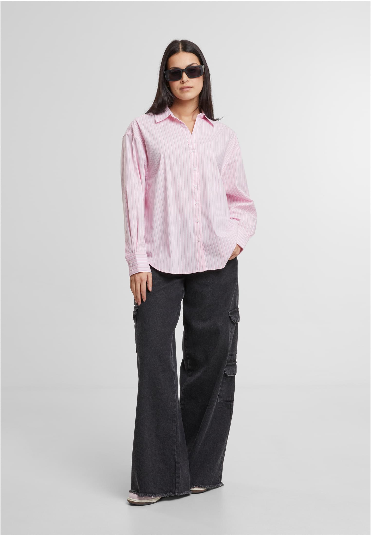 Ladies Oversized Striped Blouse softpink/white 3XL - variant image 2