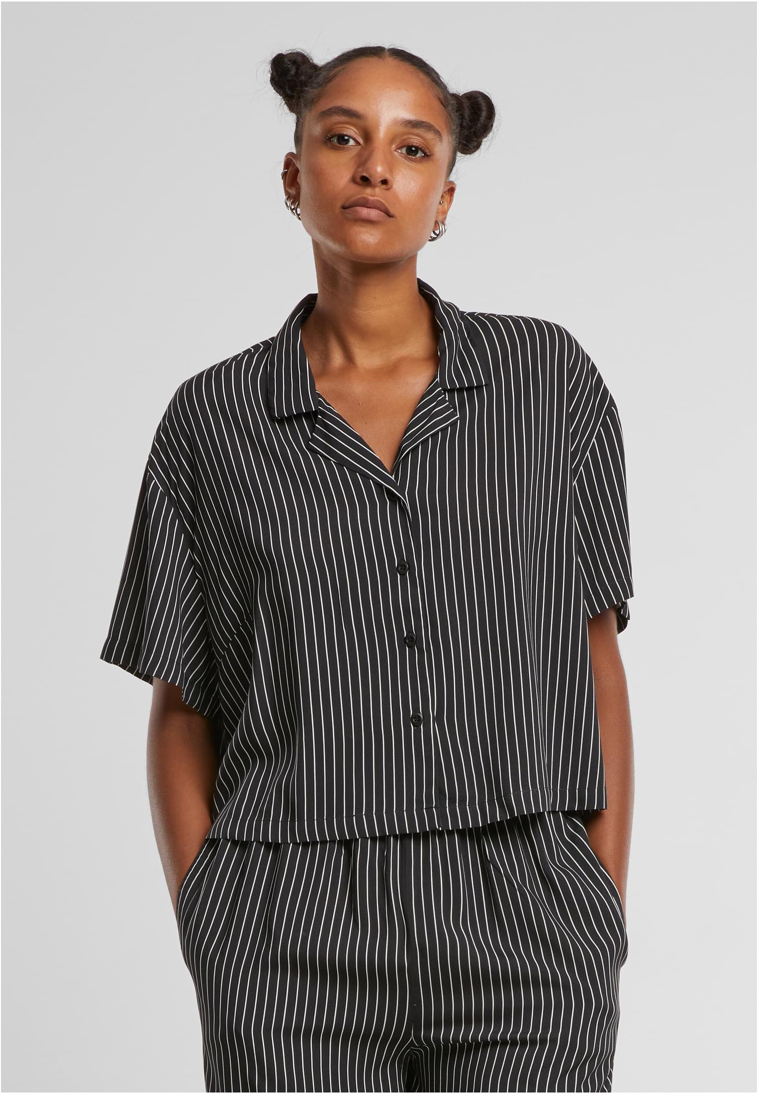 Ladies Viscose Resort Shirt black/white 3XL - alternate variant 1
