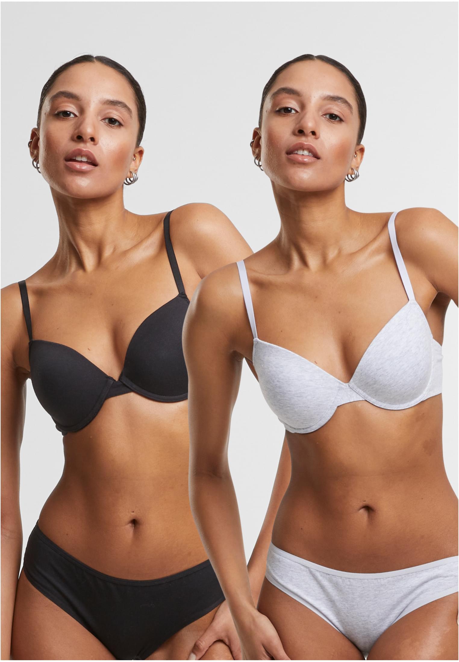 Ladies Basic Cotton Bra 2-Pack black+heathergrey 70A - alternate variant 2
