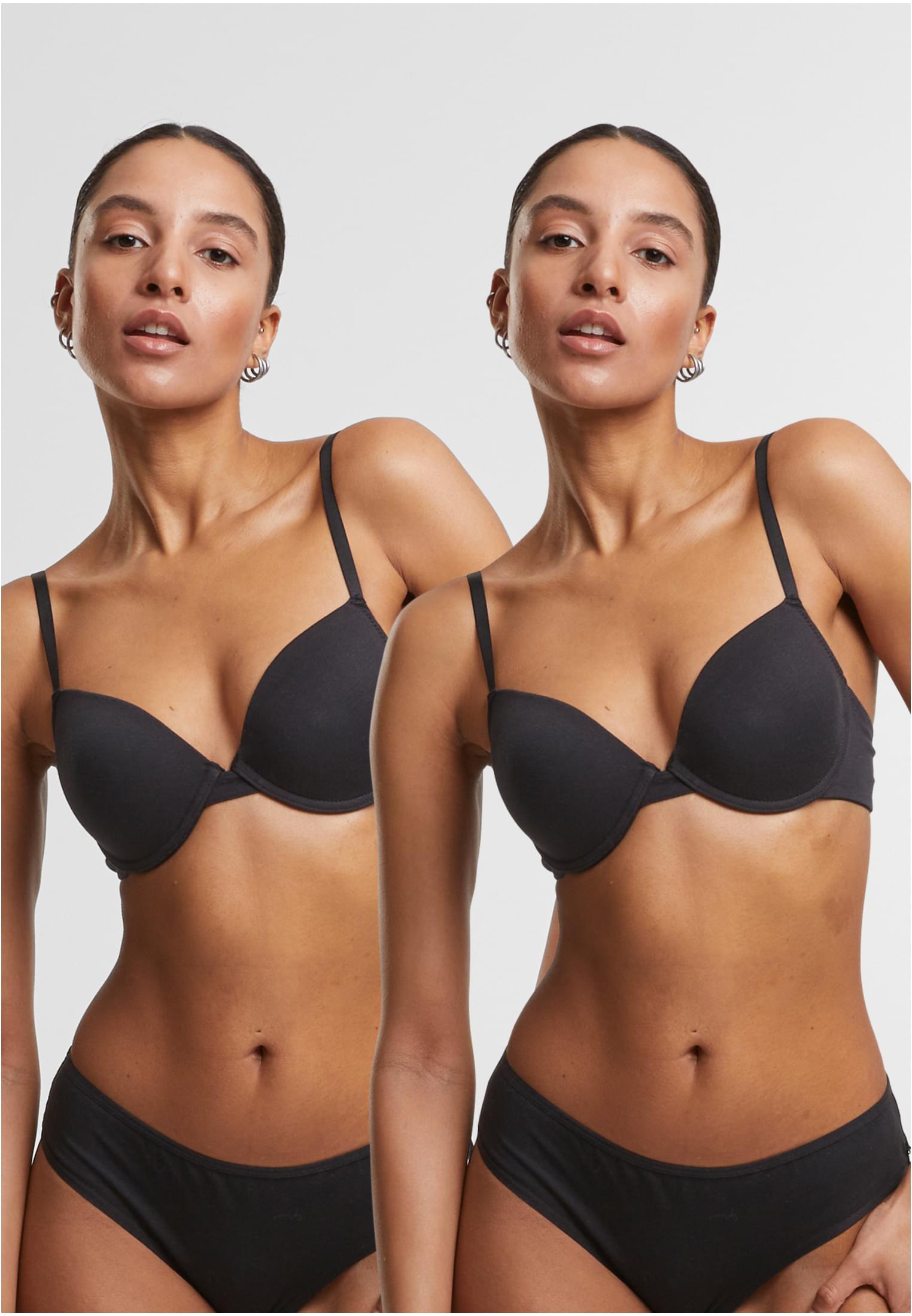 Ladies Basic Cotton Bra 2-Pack black+black 70A - alternate variant 4
