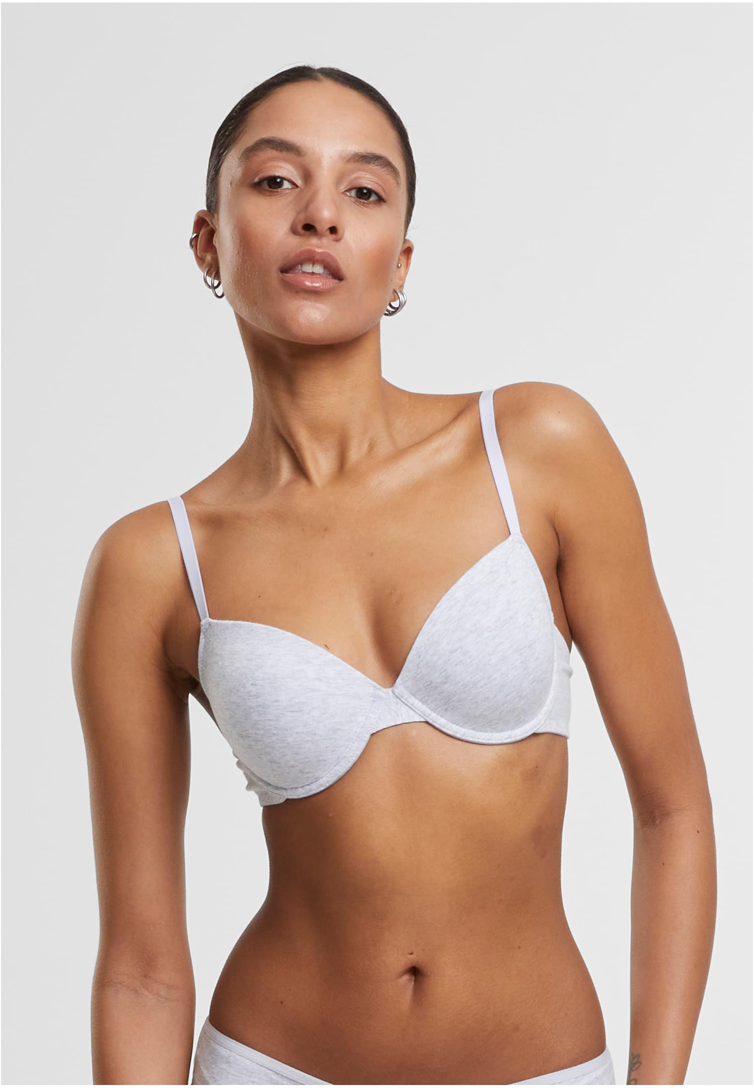 Ladies Basic Cotton Bra 2-Pack white+heathergrey 70A - variant image 1