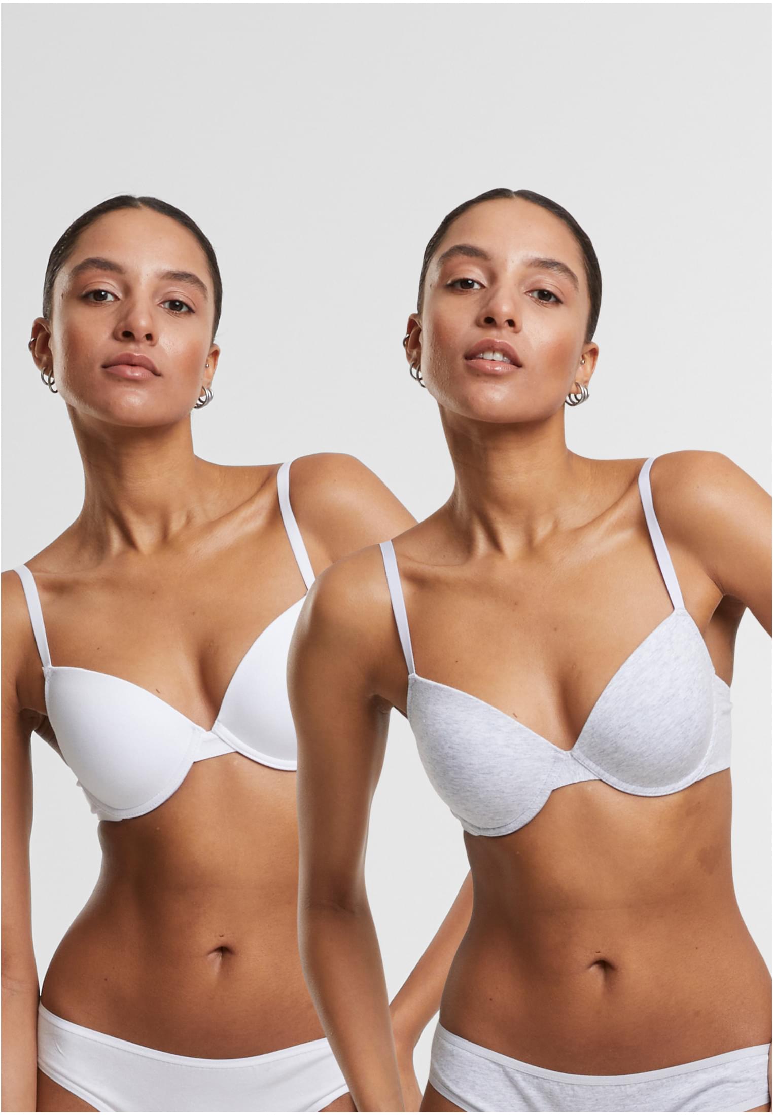 Ladies Basic Cotton Bra 2-Pack white+heathergrey 70A - alternate variant 5
