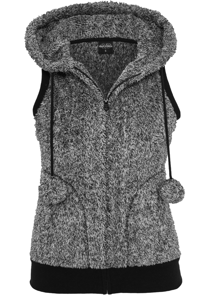 Ladies Melange Teddy Vest blk/wht M - variant image 3