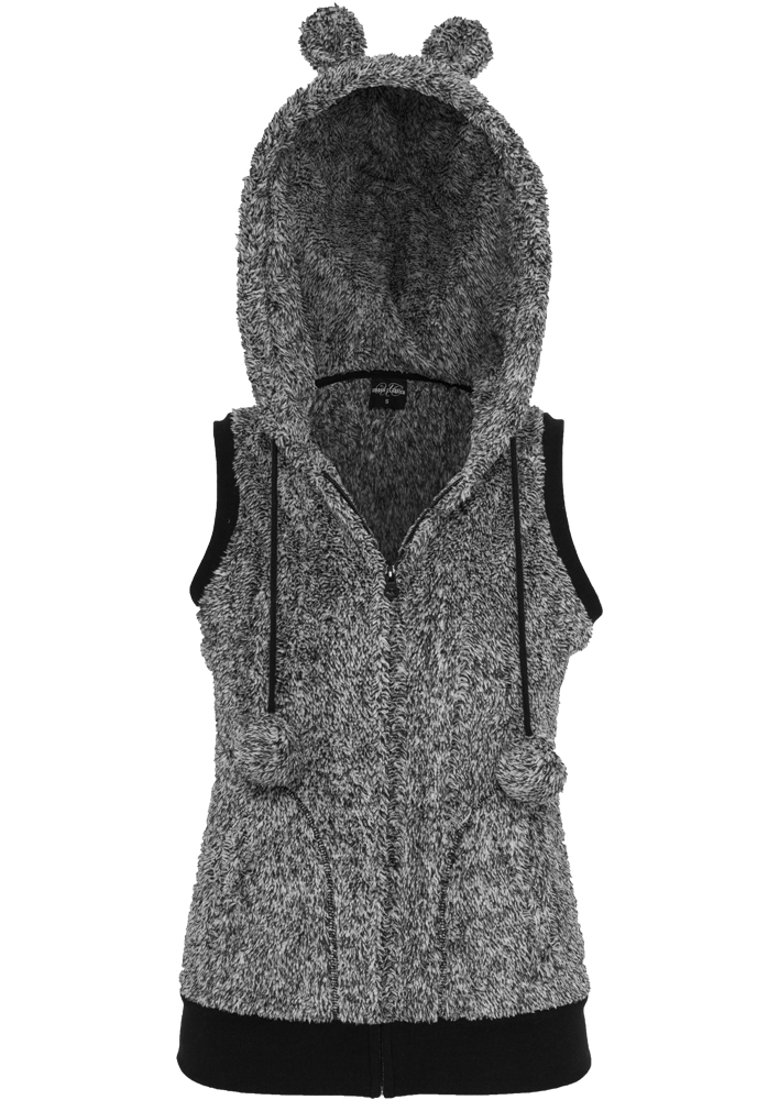 Ladies Melange Teddy Vest blk/wht M - variant image 4