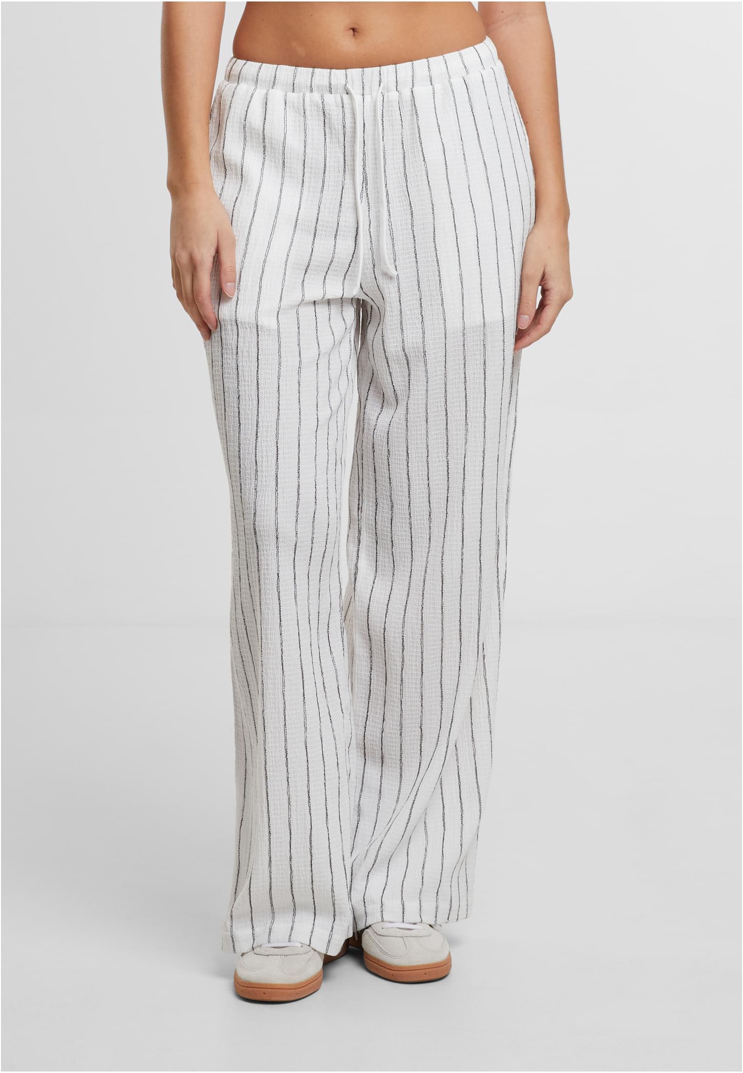 Ladies Structured Striped Relaxed Fit Pants offwhite/black 3XL - alternate variant 2