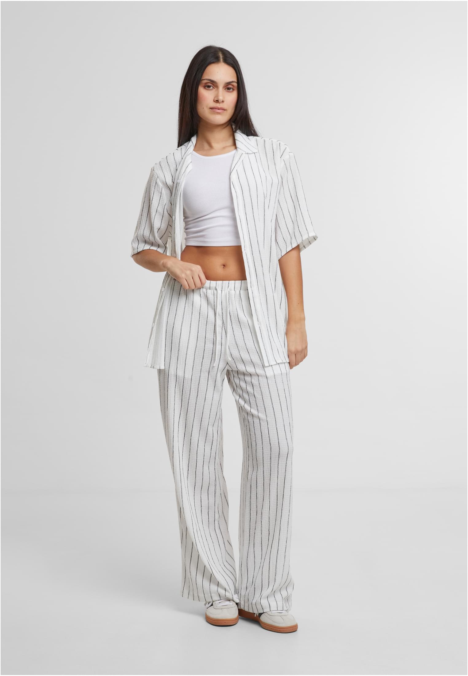 Ladies Structured Striped Relaxed Fit Pants offwhite/black XS - variant image 4