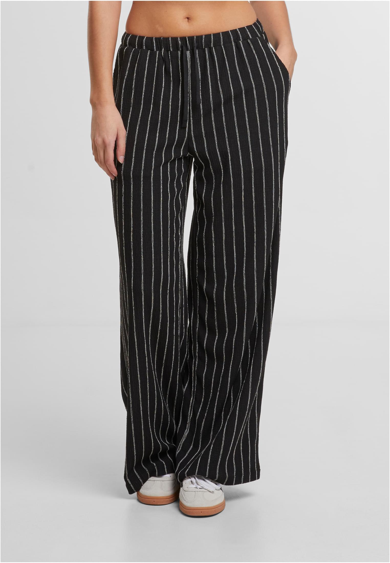 Ladies Structured Striped Relaxed Fit Pants black/offwhite 3XL - alternate variant 1