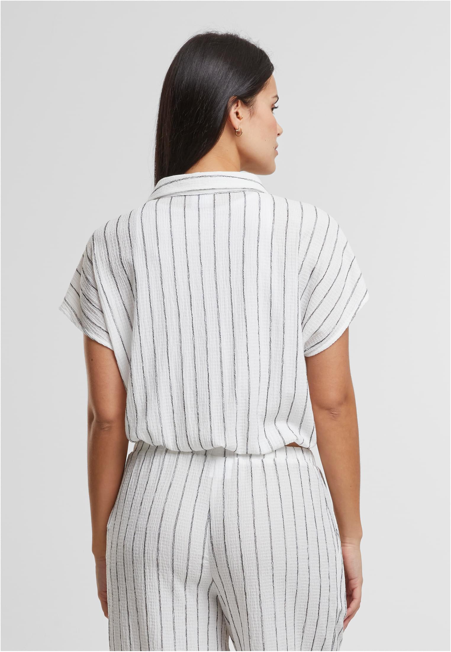 Blouses structurées rayées nouées off-white/noir 3XL
 - variant image 1