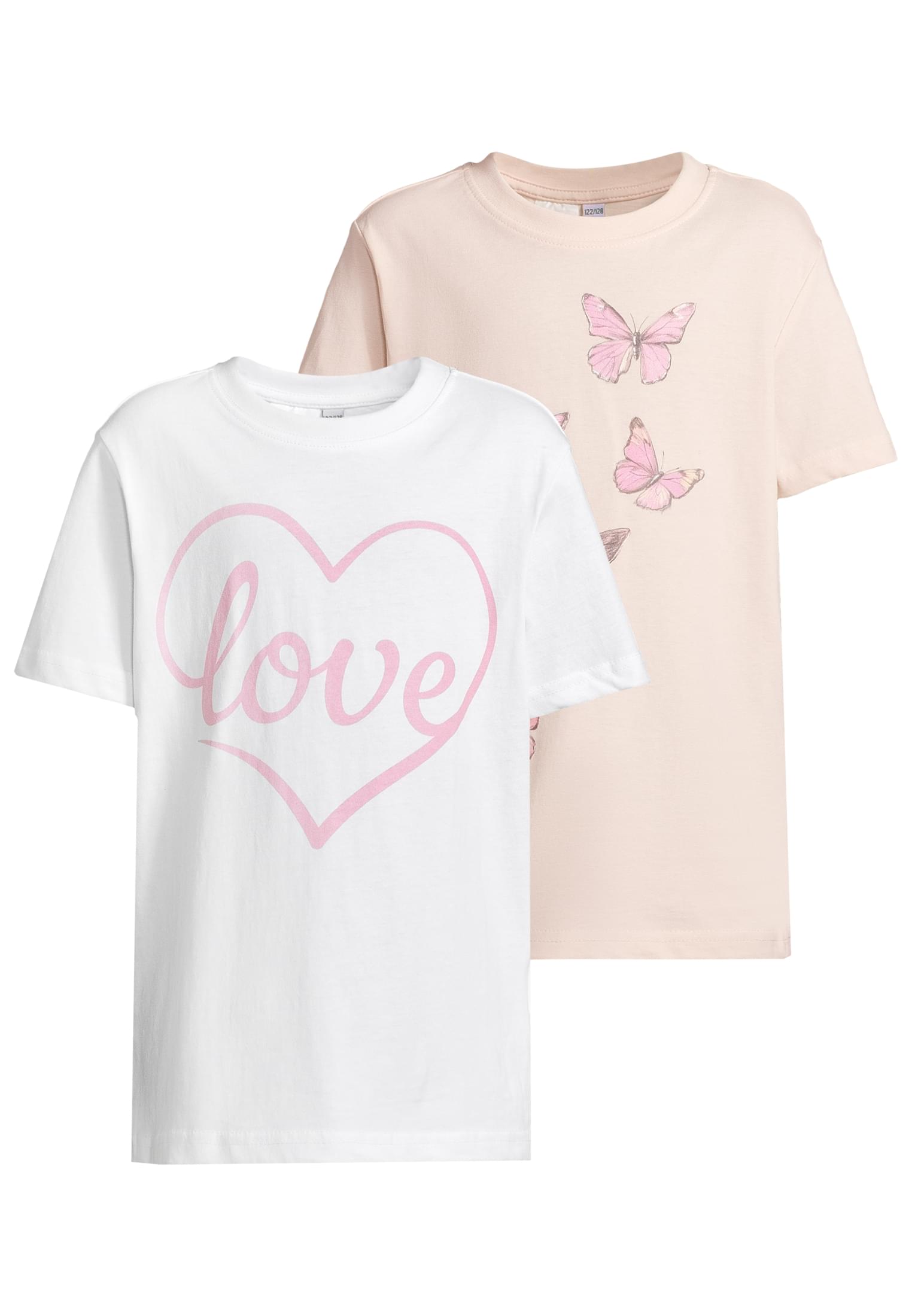 T-Shirt 2 Pack - kurzarm - Love Heart & Flying Butterfly white+marshmallow 110/116 - variant image 5