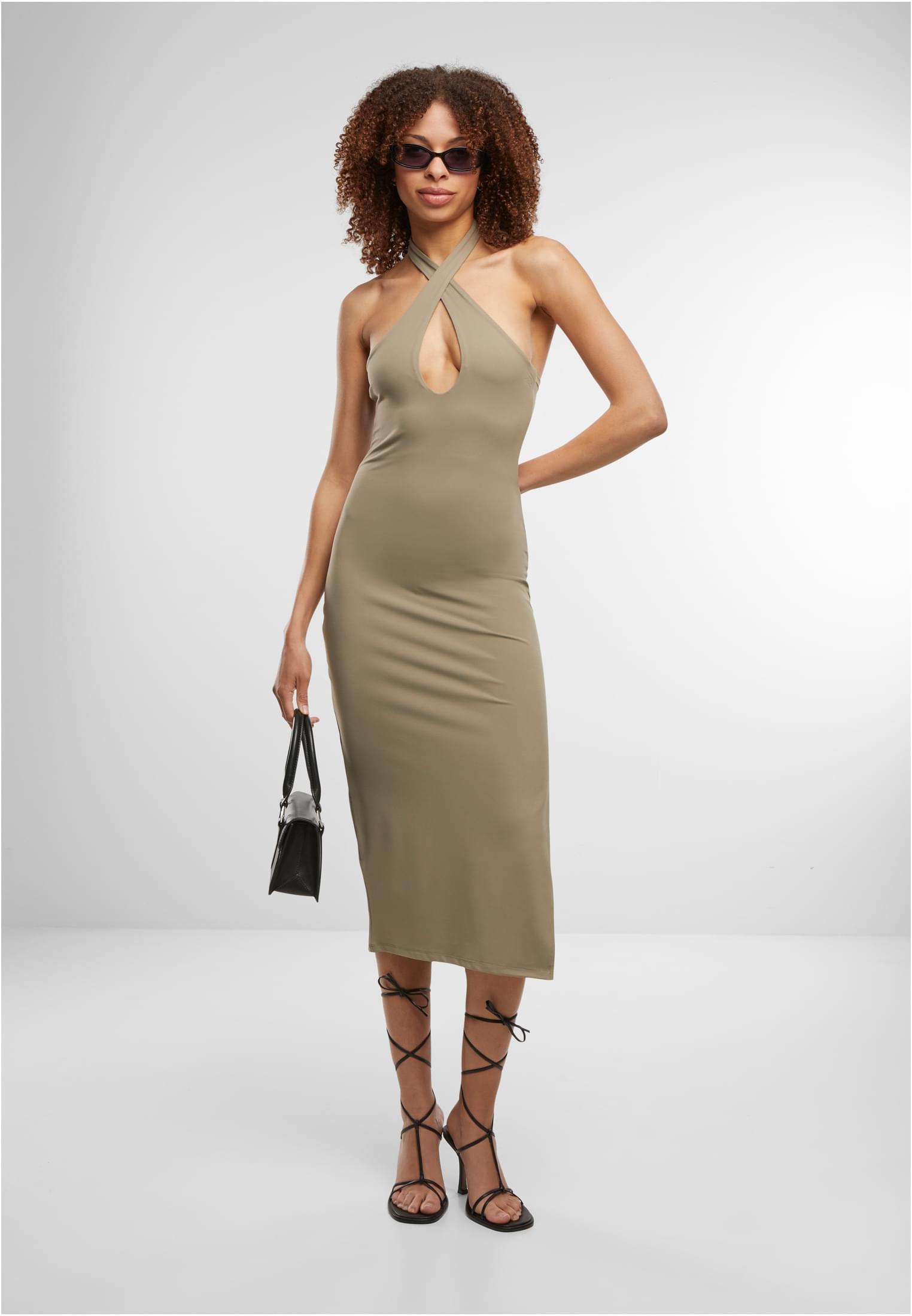 Ladies Crossed Neckholder Dress paleolive L - variant image 2