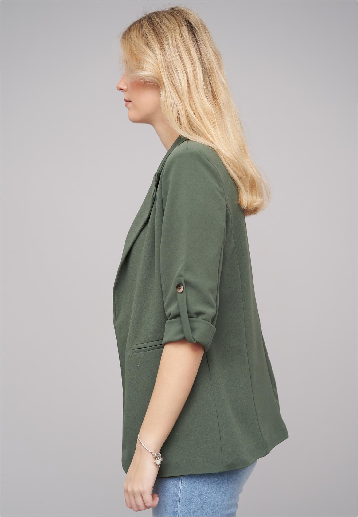 Turn-Up 3/4 Sleeve Blazer military green L - variant image 1