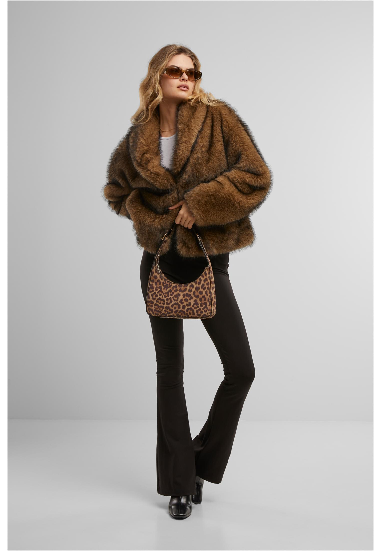 Ladies Short Faux Fur Jacket brown/black 3XL - variant image 2