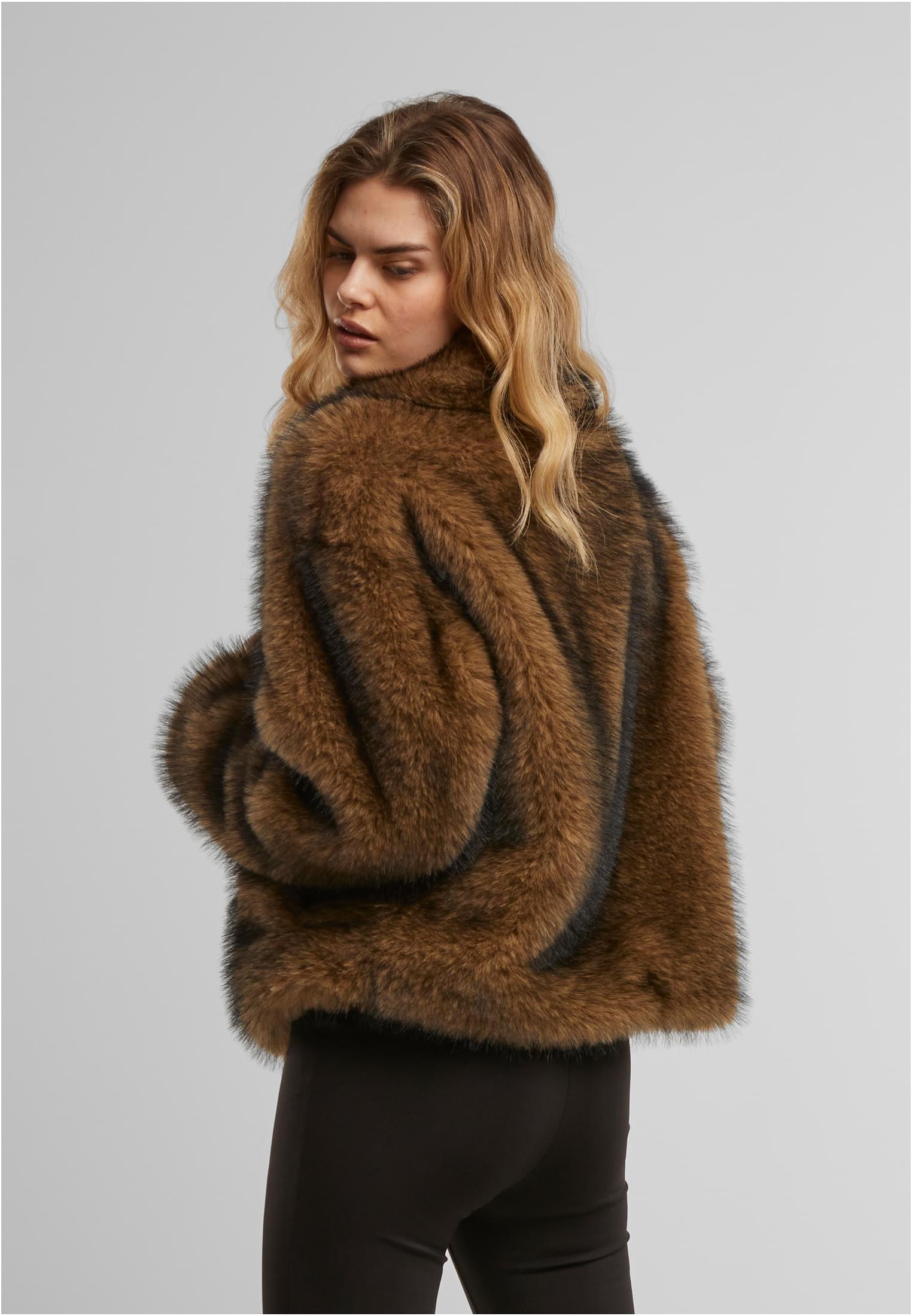 Ladies Short Faux Fur Jacket brown/black 3XL - variant image 1