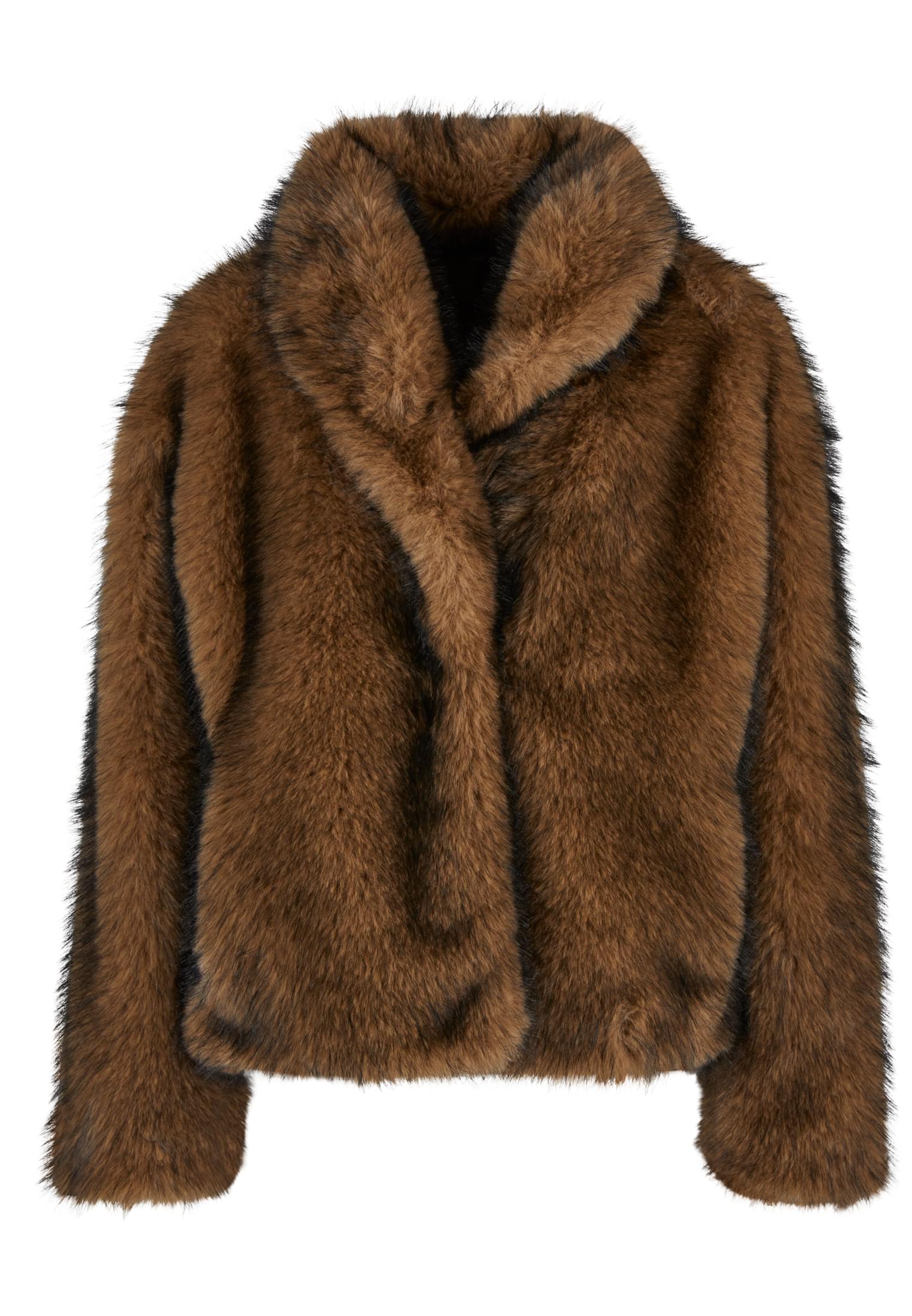 Ladies Short Faux Fur Jacket brown/black 3XL - variant image 4