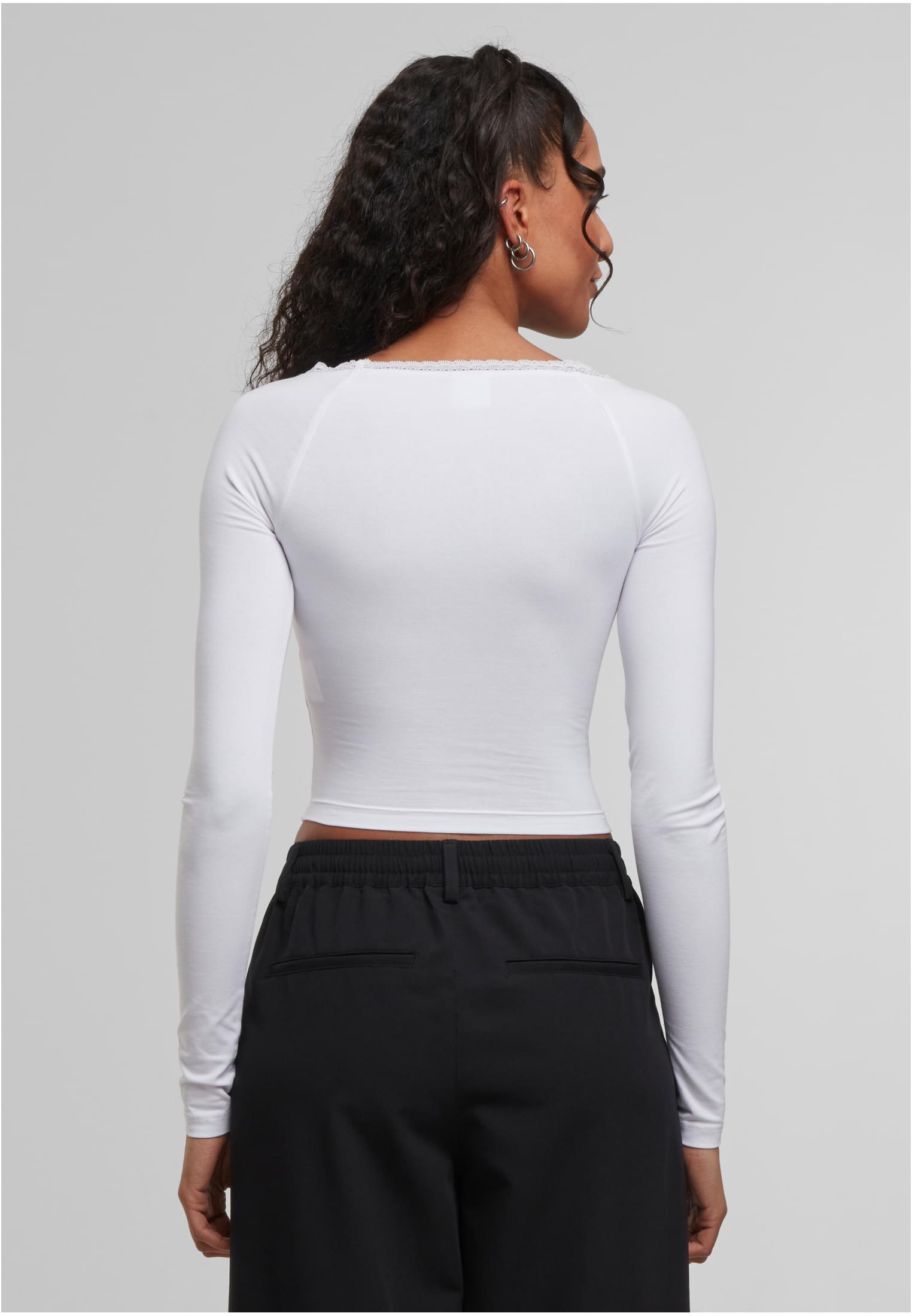 Ladies Short Lognsleeve Lace Shirt white 3XL - variant image 1