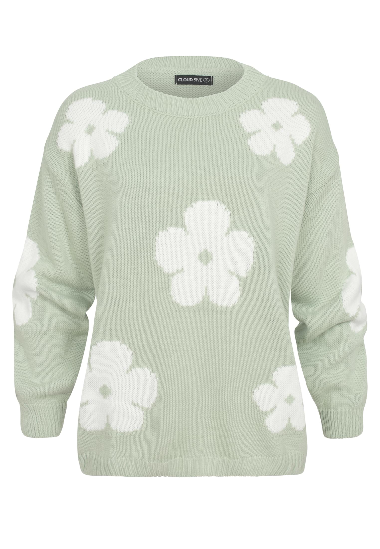 Cloud 5ive Crewneck Knit Sweater with Flowers coral/offwhite L - variant image 3