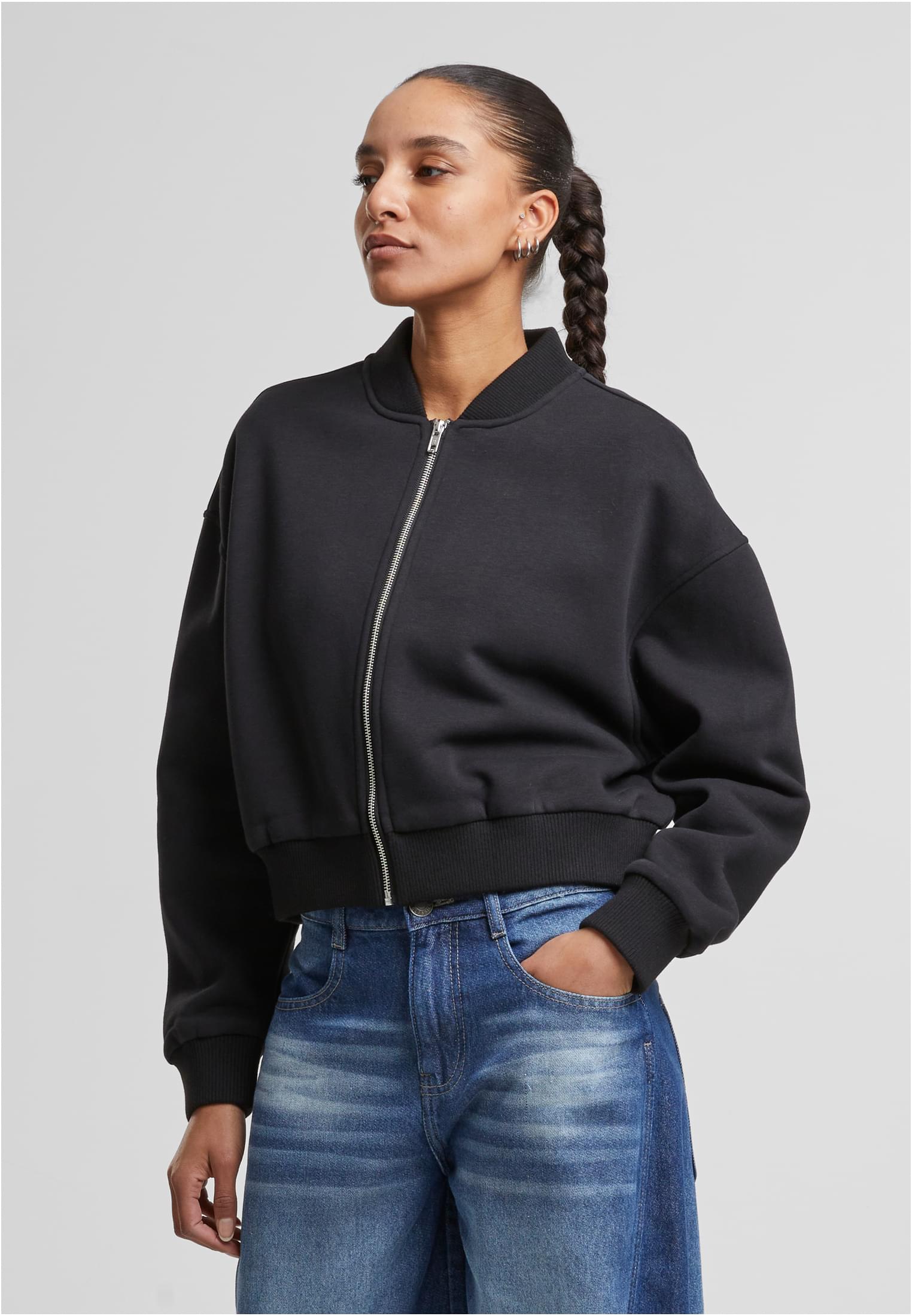 Ladies Short Sweat Zip Jacket black 3XL - alternate variant 1