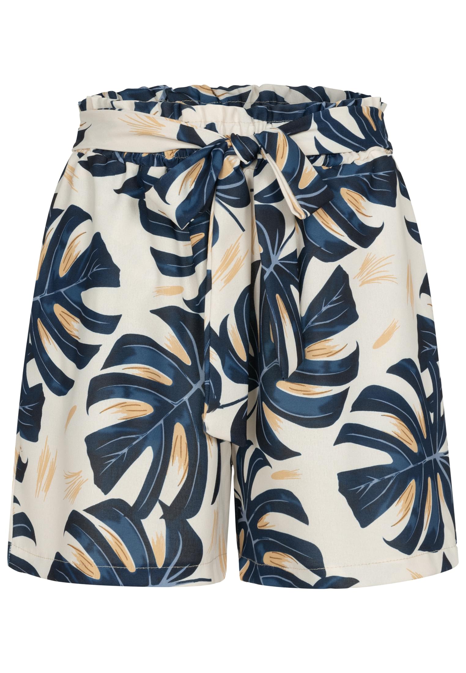 Paperbag Shorts with tie belt and palm print navy/beige L - variant image 6