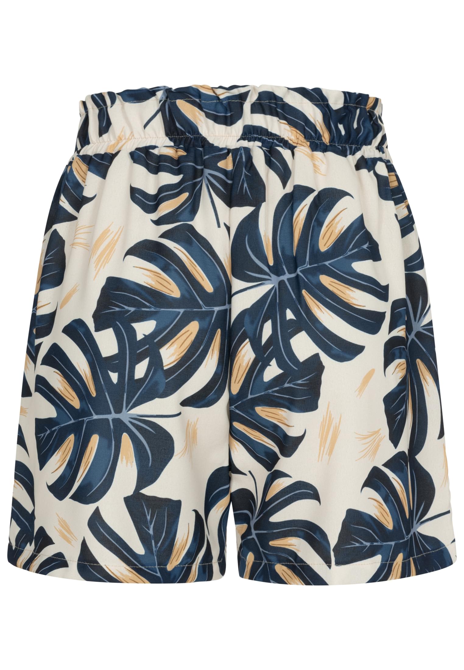 Paperbag Shorts with tie belt and palm print navy/beige L - variant image 7