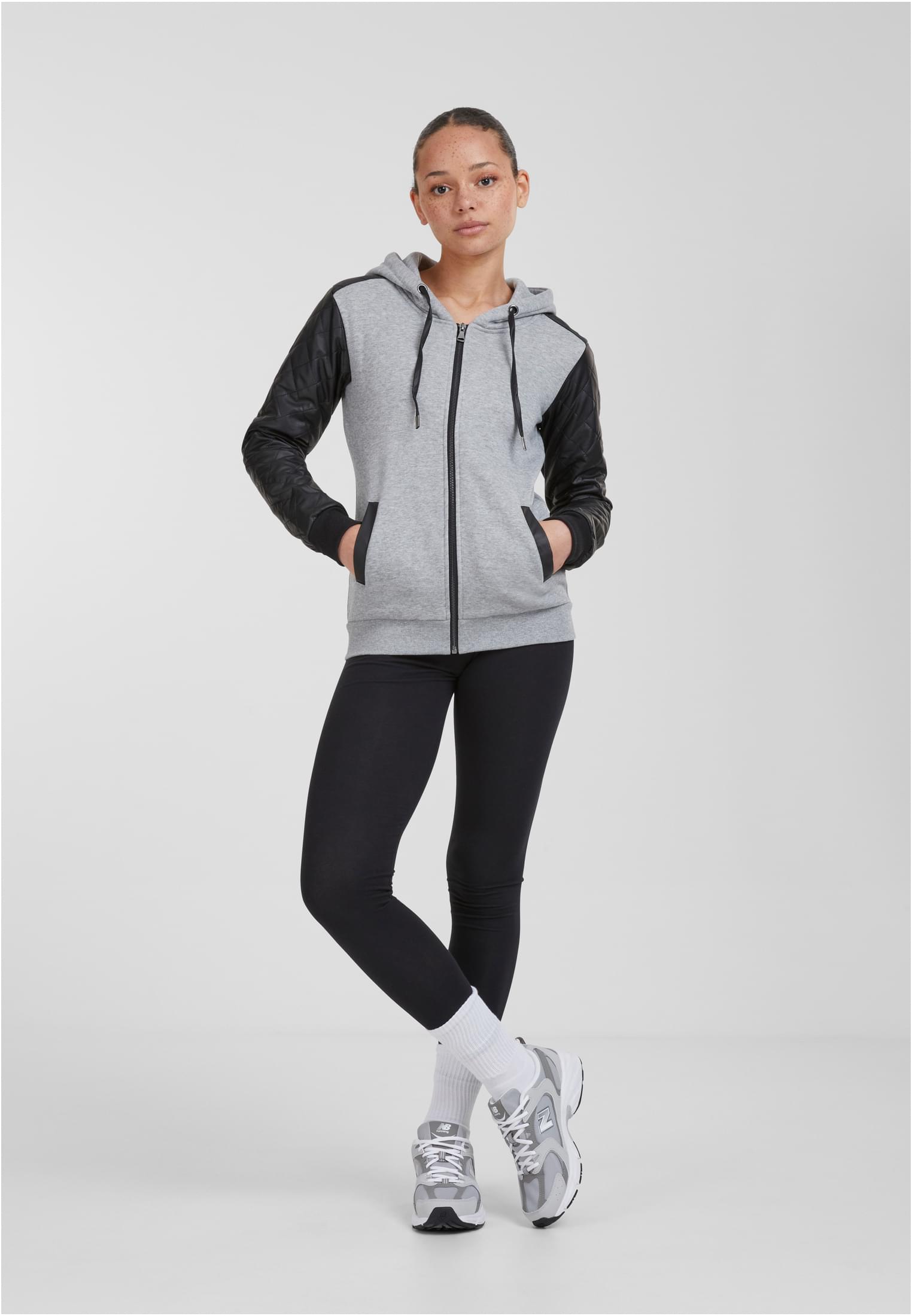 Gilet en cuir synthétique diamanté femme zip capuche gry/blk L
 - variant image 2