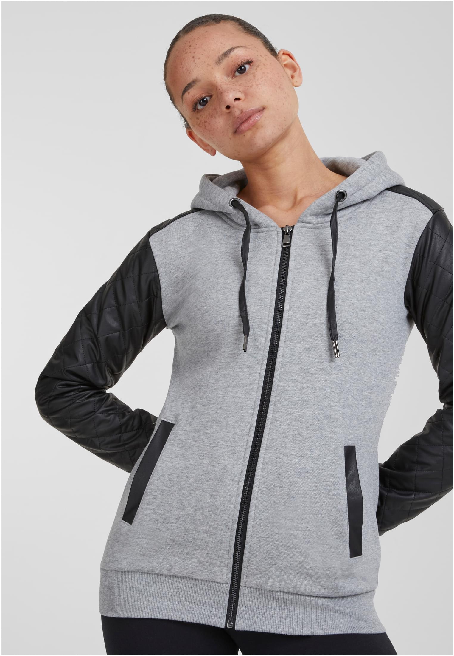 Gilet en cuir synthétique diamanté femme zip capuche gry/blk L
 - variant image 4