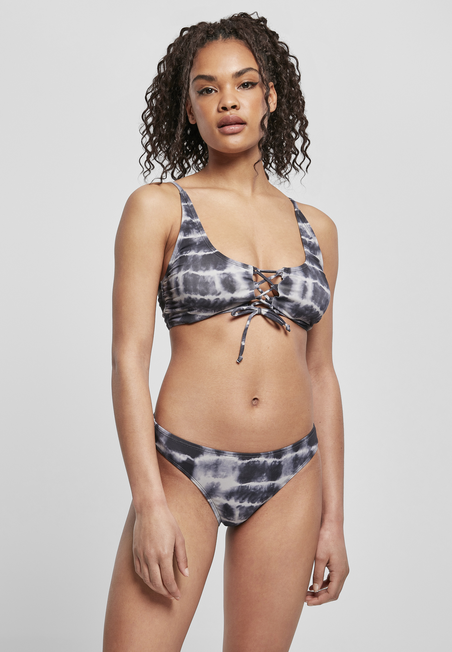Ladies Lace Up Tie Dye Bikini black/white L - alternate variant 1