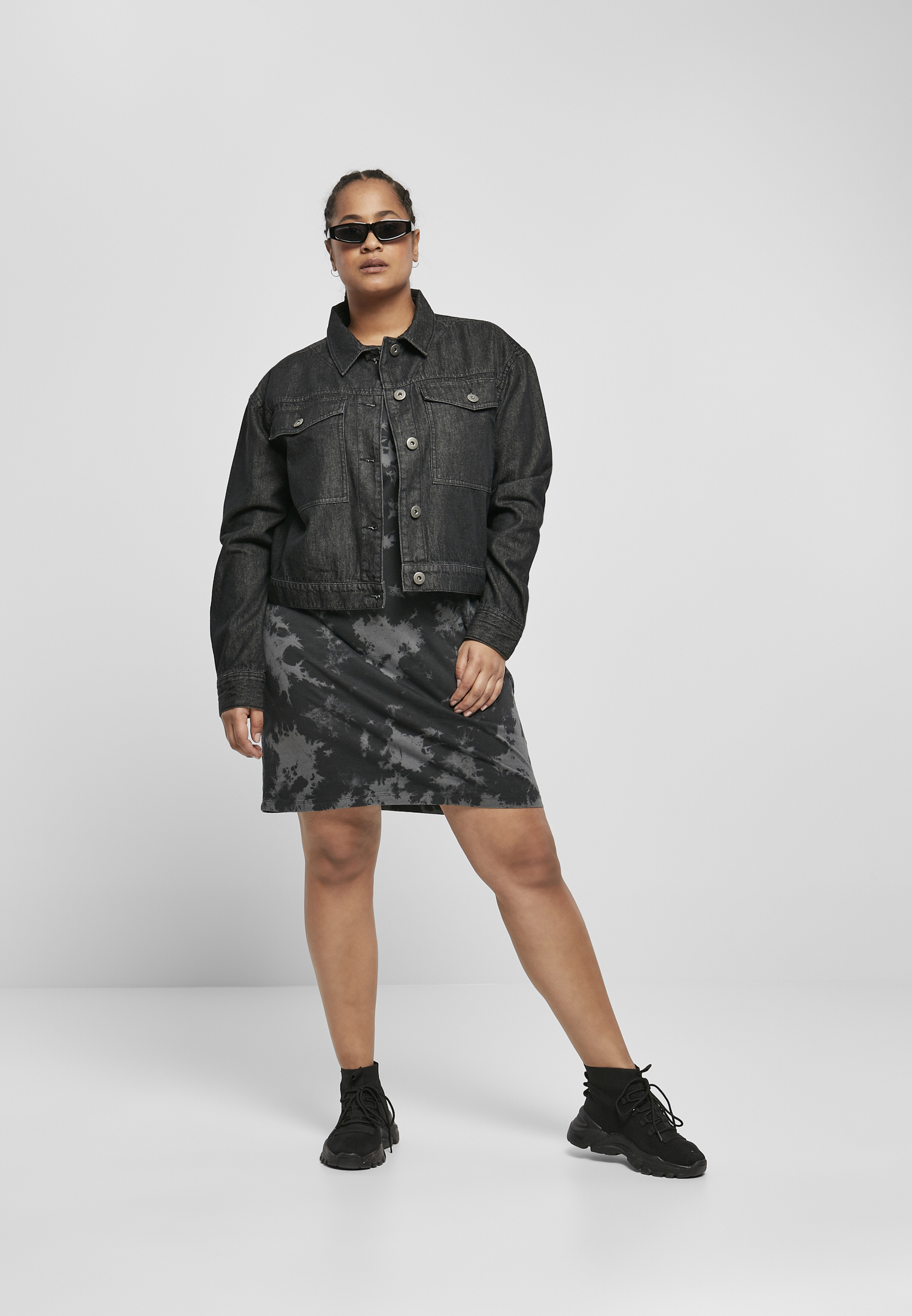 Ladies Short Oversized Denim Jacket black stone washed 3XL - variant image 4
