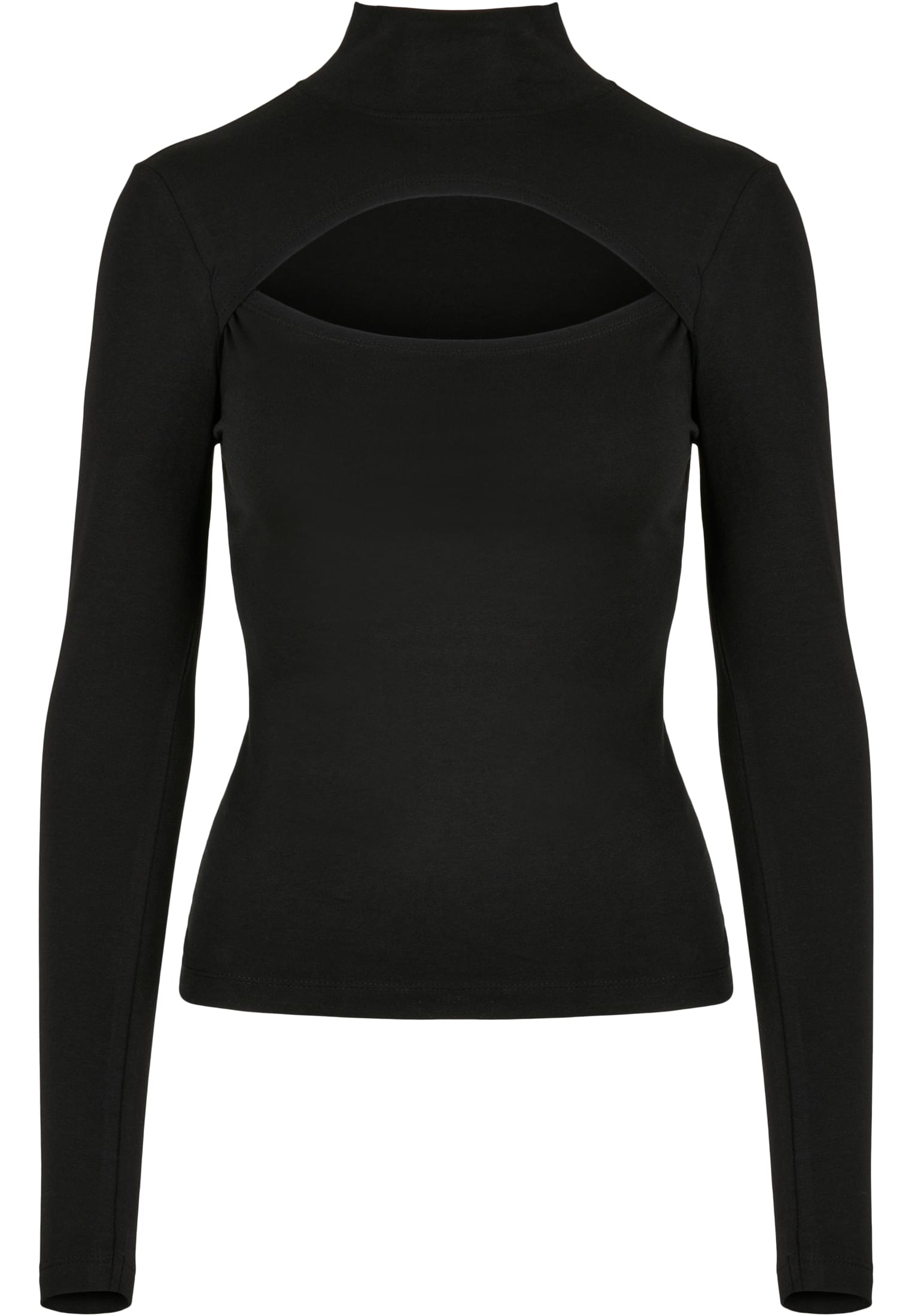 Mujeres Camiseta Cuello Alto Manga Larga Negra 4XL
 - alternate variant 1
