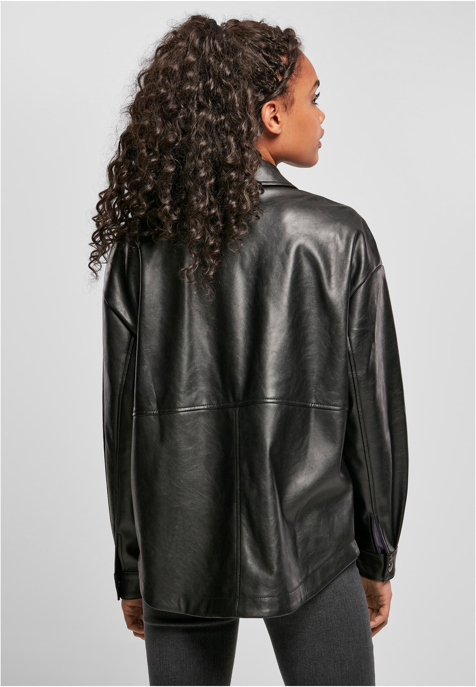 Ladies Faux Leather Overshirt black 3XL - variant image 2