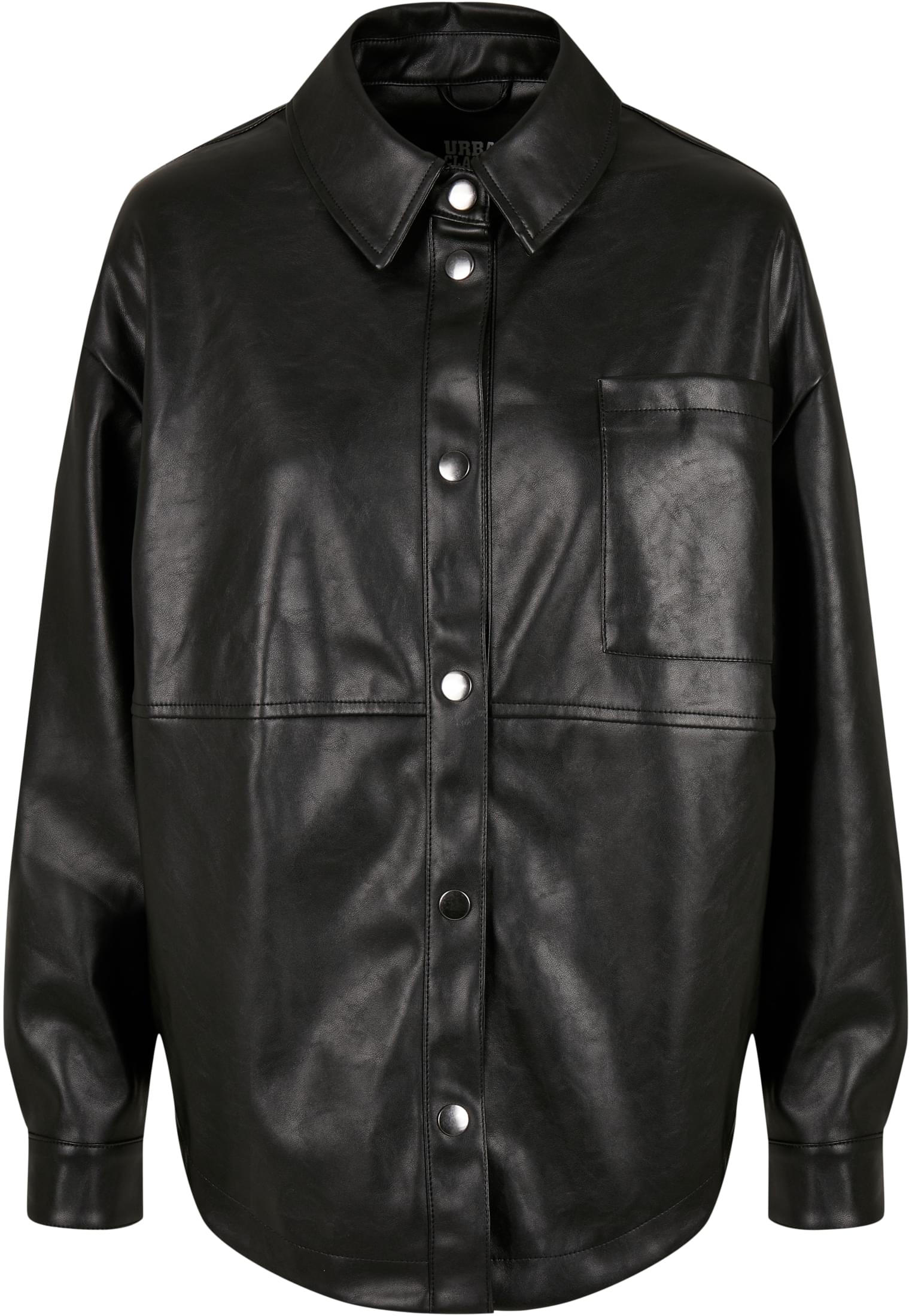 Ladies Faux Leather Overshirt black 3XL - variant image 5